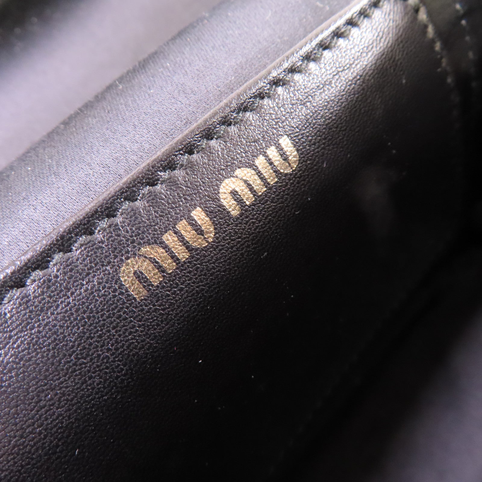 Miu Miu 羊皮皮革2Way Shoulder Bag/Vanity Case金扣手挽肩背兩用袋黑色