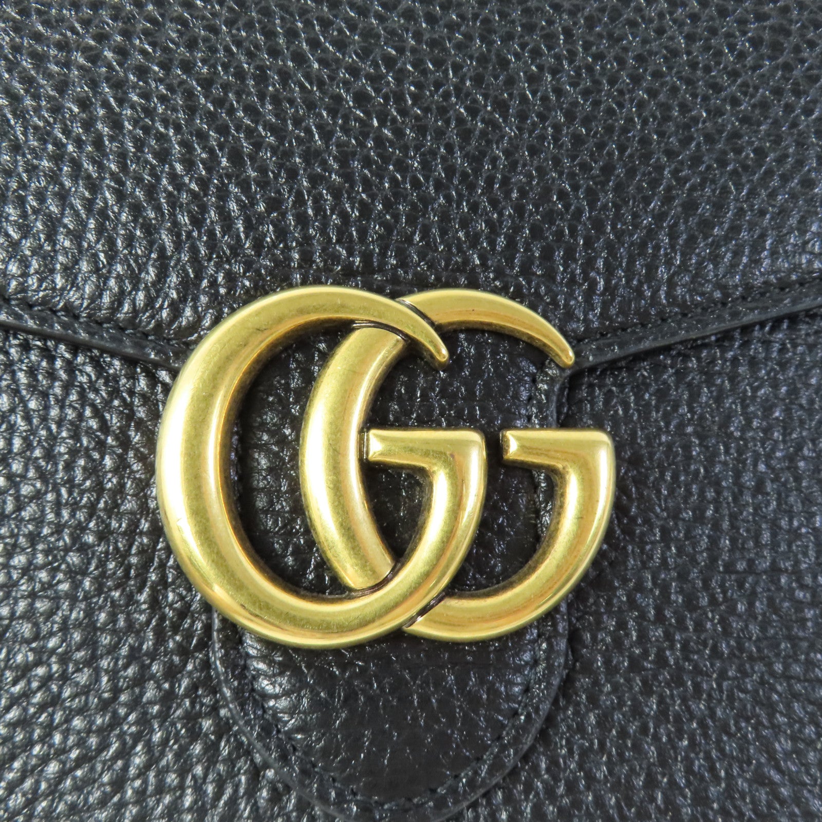 GUCCI GG GHW Chain Shoulder Bag Calfskin Leather Black