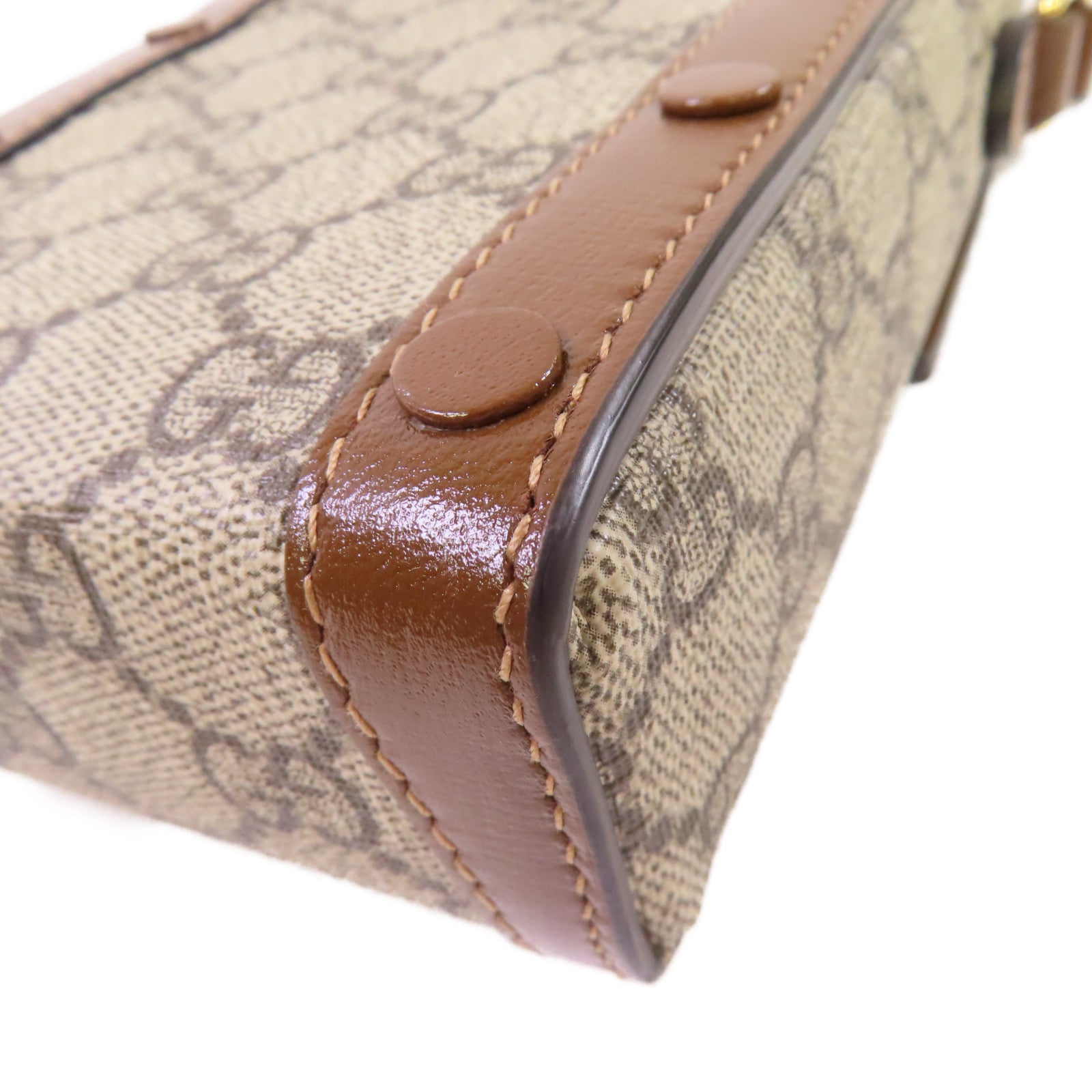 GUCCI 【激減優惠】塗層帆布Horsebit Mini Shoulder Bag金扣肩背袋啡色