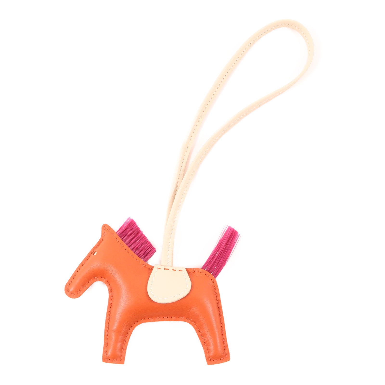 HERMES Agneau Milo皮革Redeo PM掛飾Orange Poppy