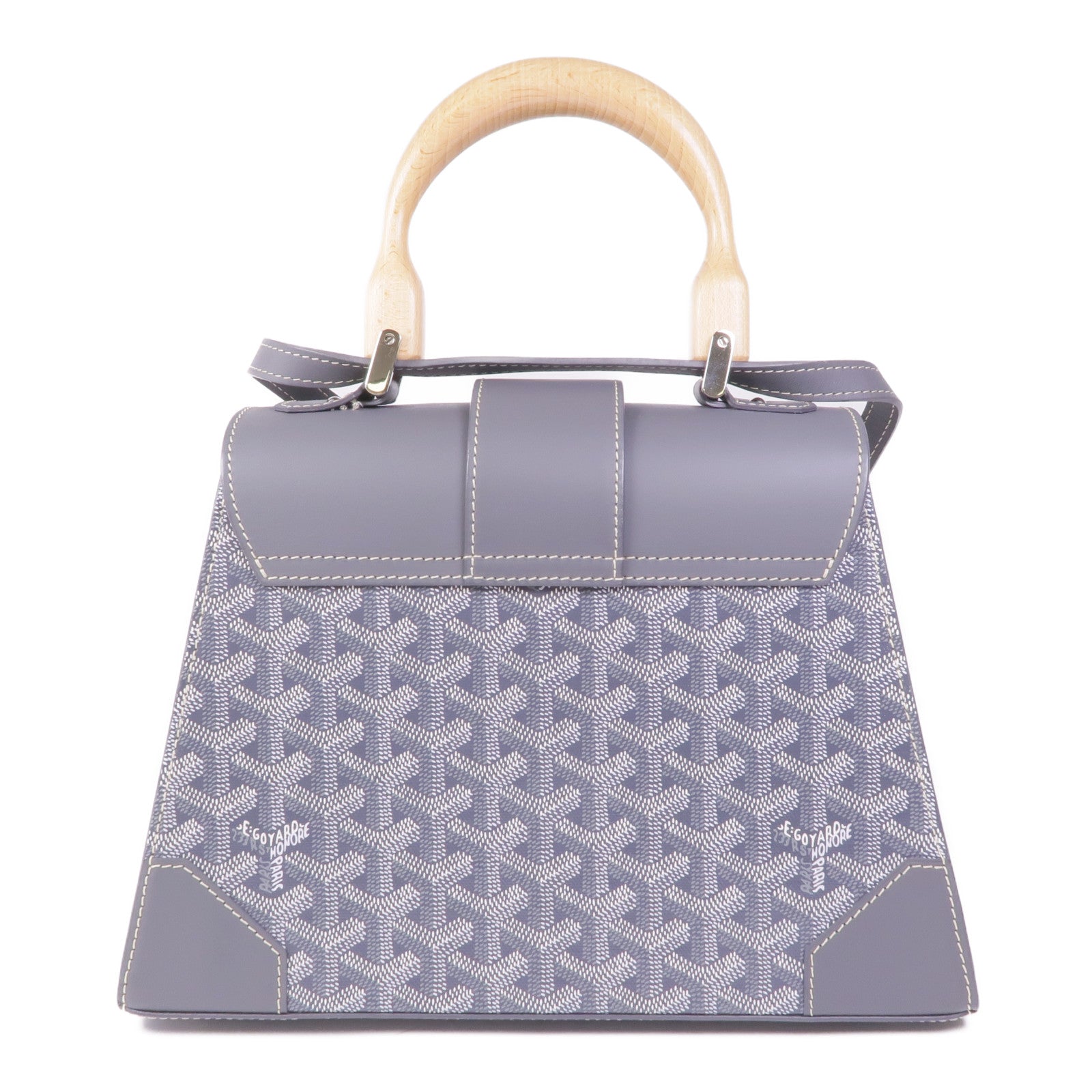 GOYARD 塗層帆布/皮革Saigon PM銀扣手挽肩背兩用袋