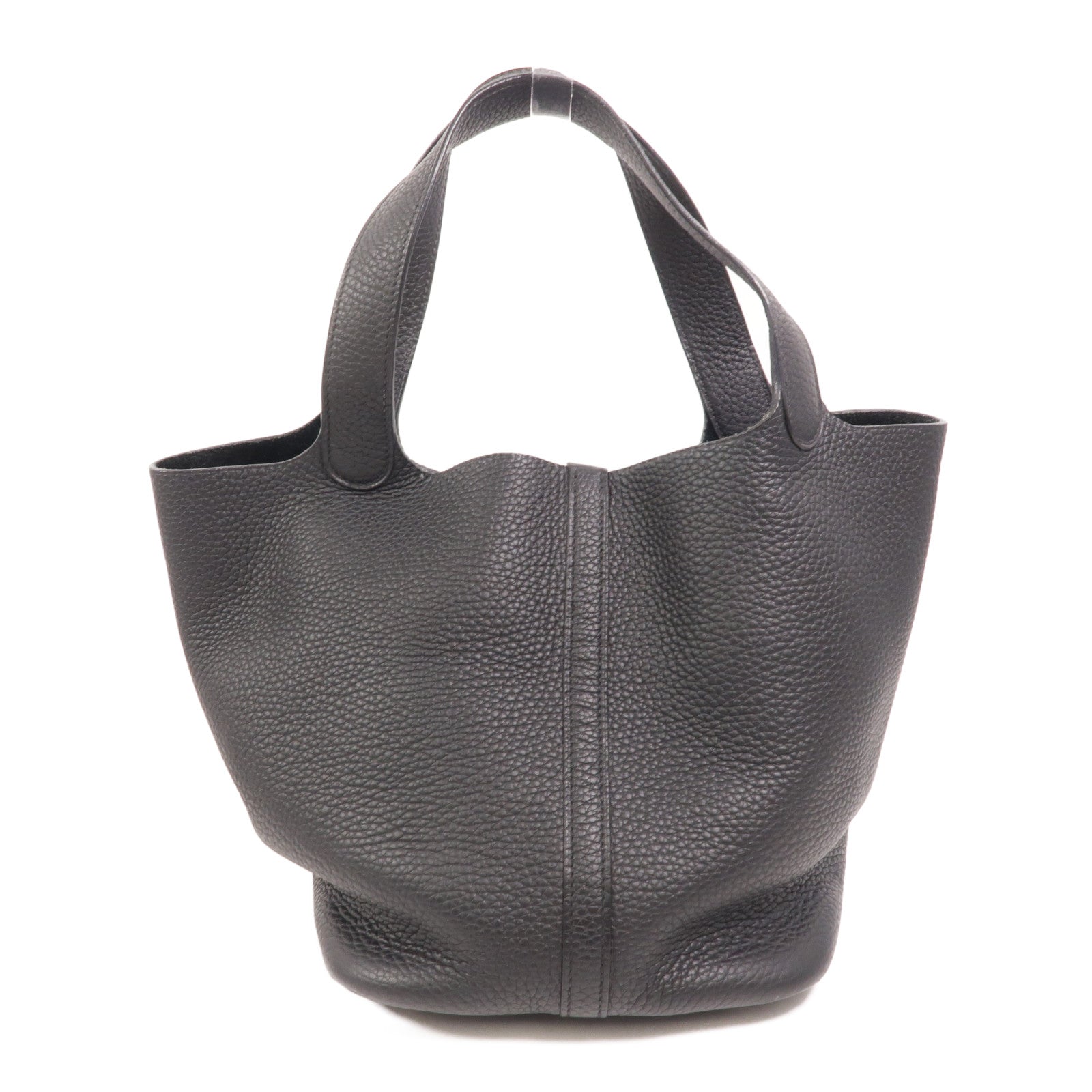HERMES Clemence皮革Picotin MM手挽袋Noir
