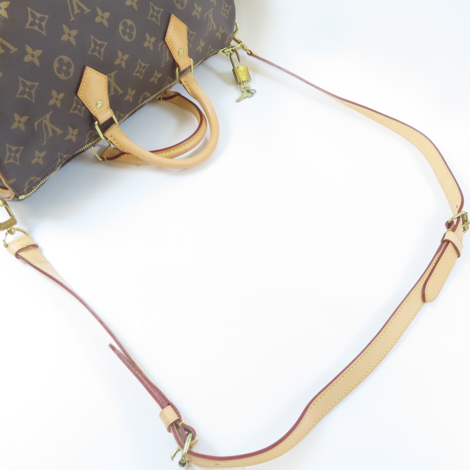 LOUIS VUITTON Monogram Speedy Bandouliere 35金扣手挽肩背兩用袋啡色