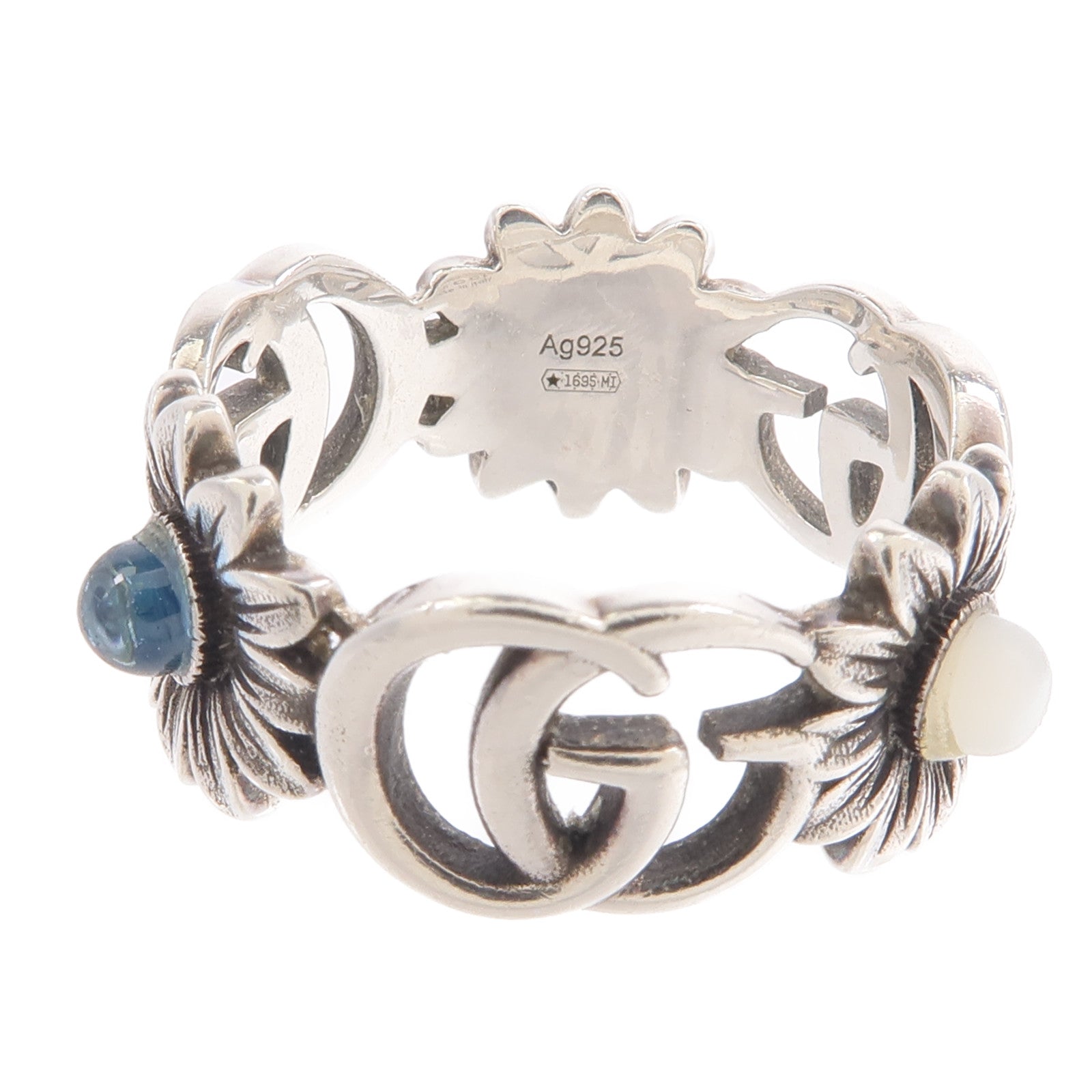 GUCCI 925純銀GG Marmont Mother of Pearl Ring戒指