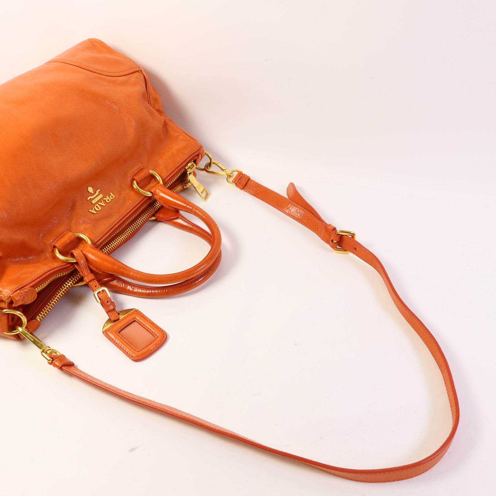 PRADA 牛皮皮革2 Way Shoulder Bag金扣手挽肩背兩用袋