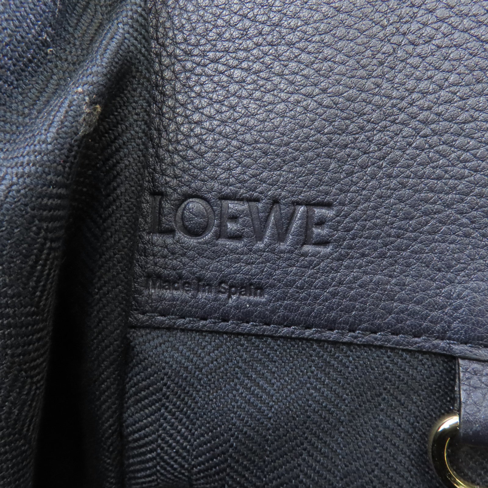 LOEWE 牛皮皮革Hammock Bag金扣手挽肩背兩用袋深藍色