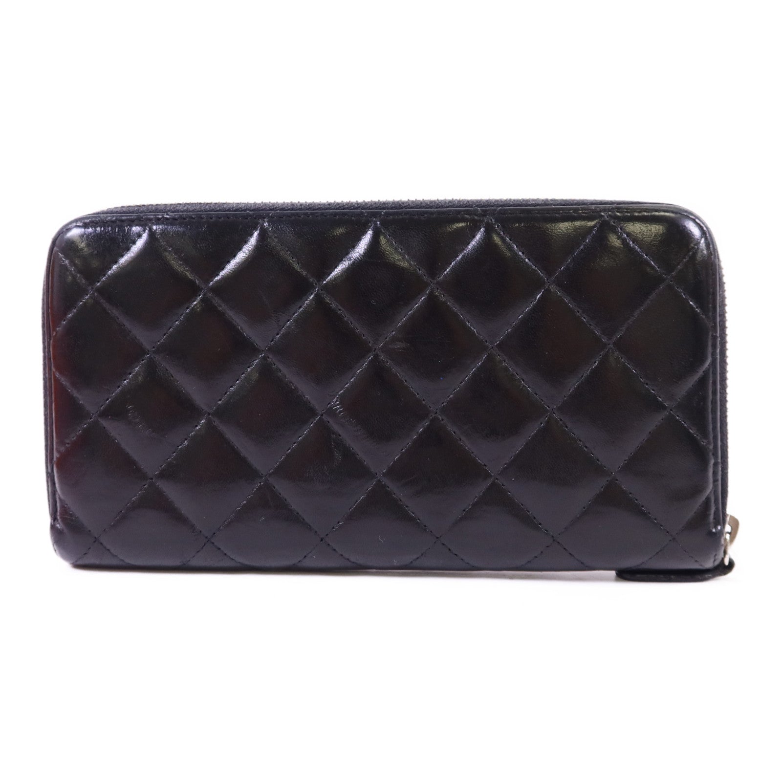 CHANEL 羊皮皮革Long Wallet銀扣長錢包