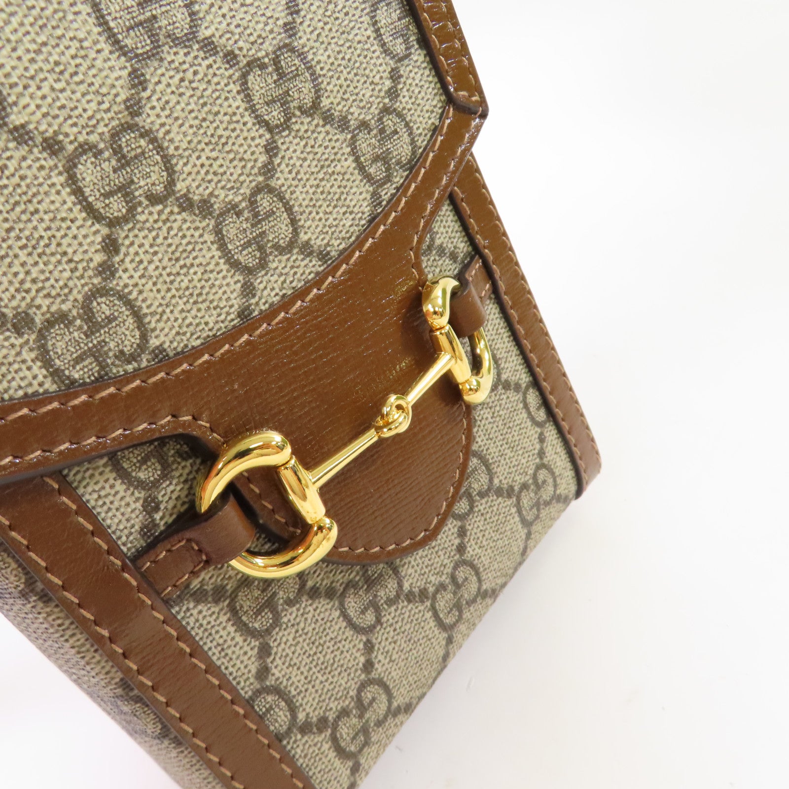 GUCCI 【激減優惠】塗層帆布Horsebit Mini Shoulder Bag金扣肩背袋啡色