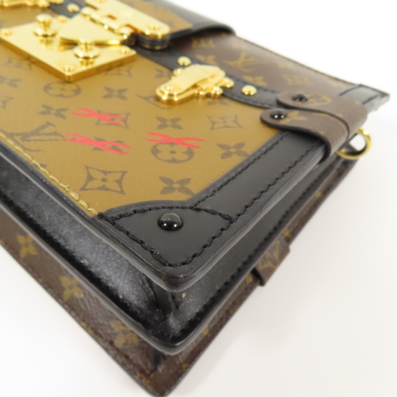 LOUIS VUITTON LV GHW Trunk Clutch Shoulder Bag M43596 Monogram Reverse Brown