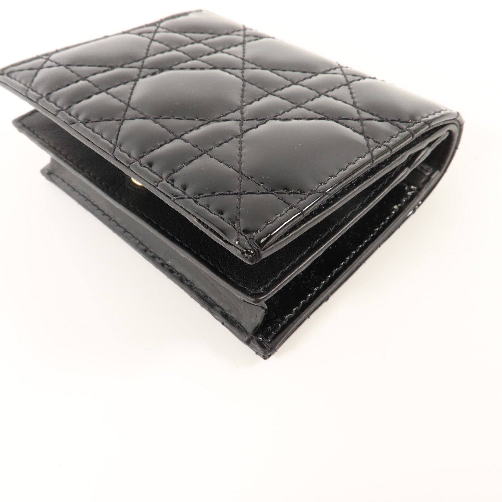 Dior 漆皮皮革Lady Dior Compact Wallet金扣錢包