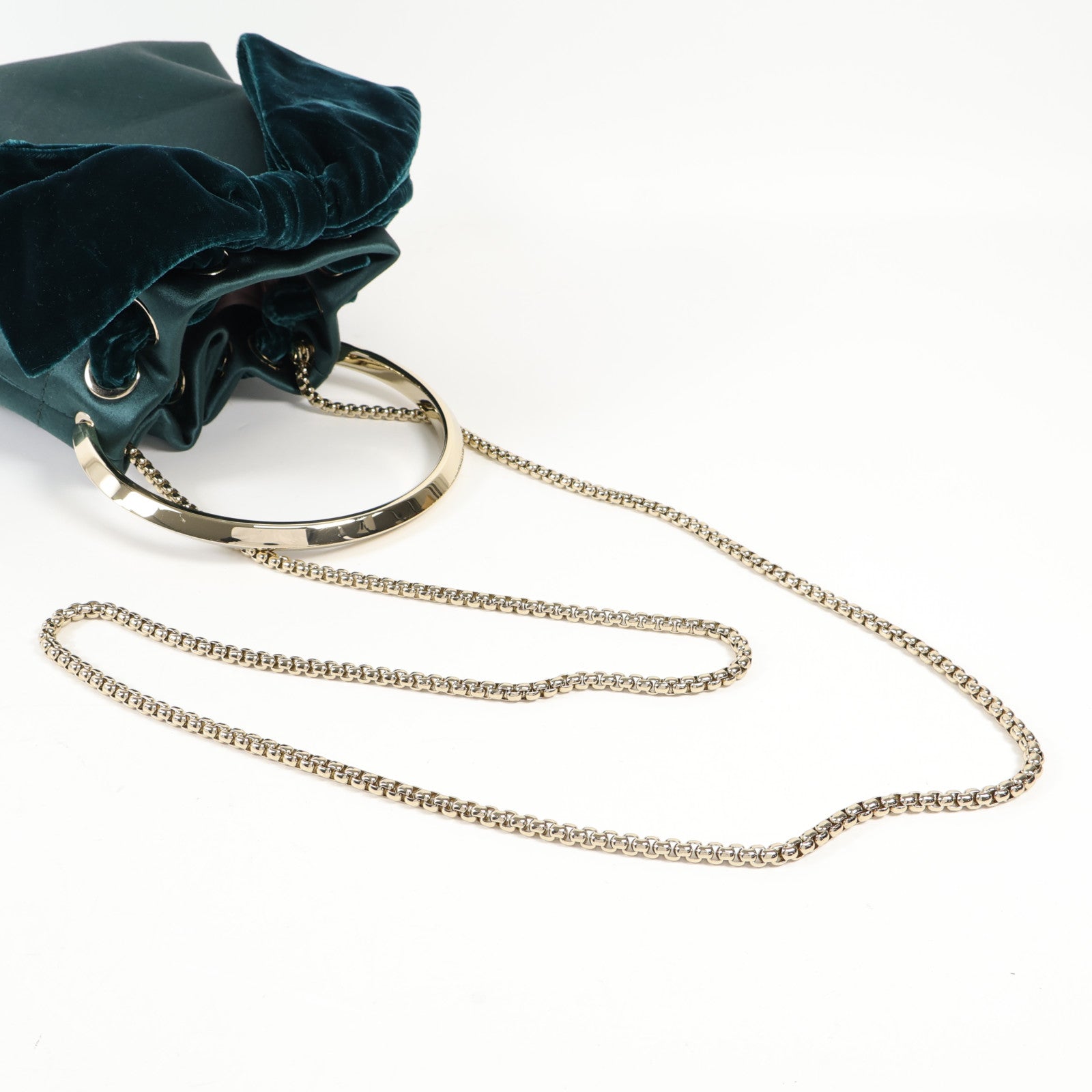 JIMMY CHOO Velvet/Satin Bon Bon Mini Bag金扣手挽肩背兩用袋