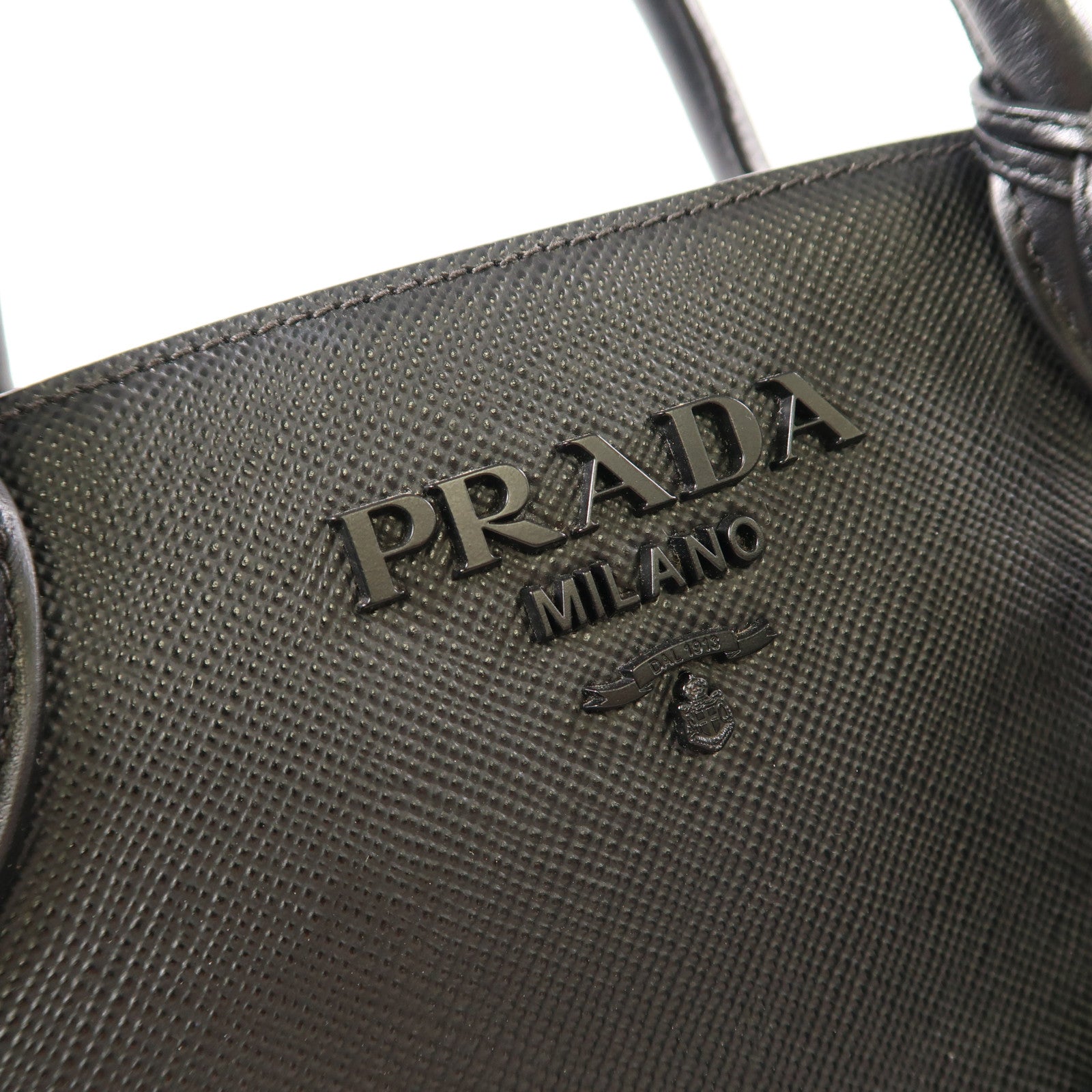 PRADA 牛皮皮革2 Way Shoulder Bag金扣手挽肩背兩用袋黑色