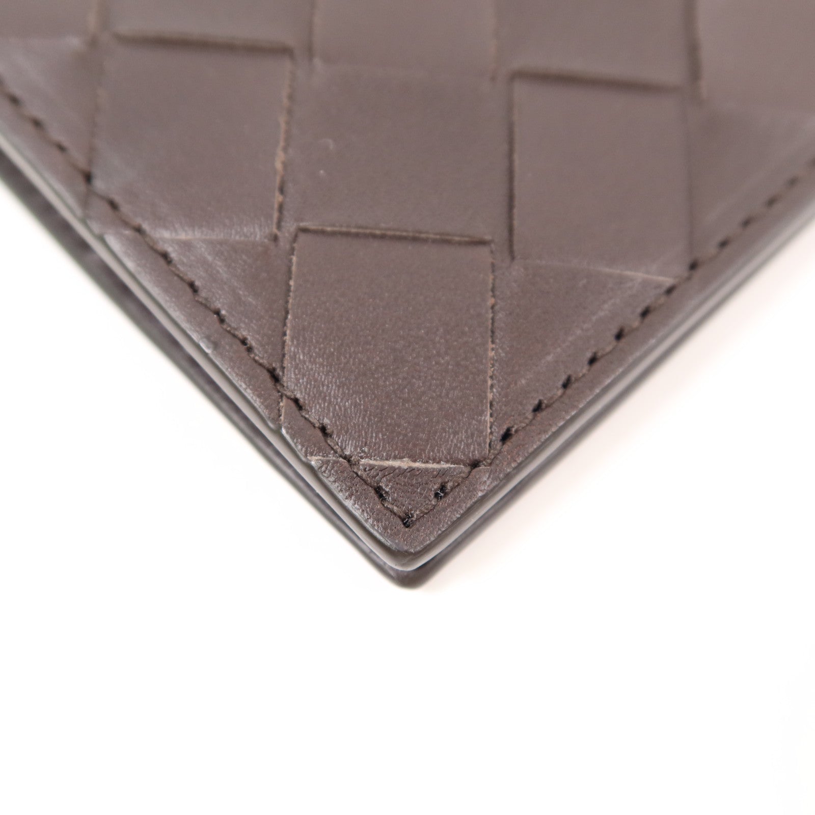 BOTTEGA VENETA BV Flap Card Case Calfskin Leather Dark Brown