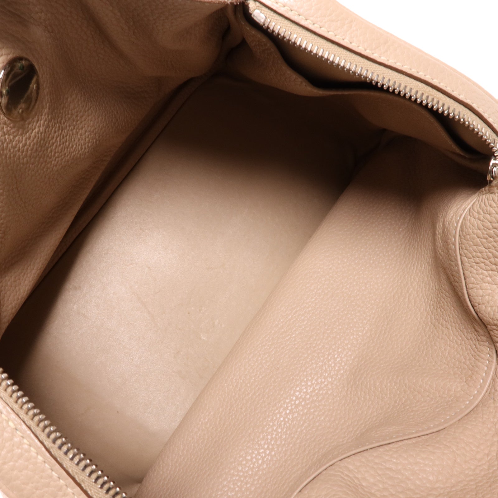 HERMES Clemence皮革Lindy 30銀扣手挽肩背兩用袋Argile