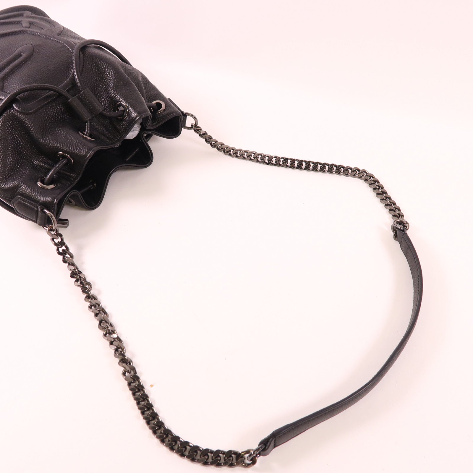 KARL LAGERFELD 牛皮皮革Bucket Bag鏈帶肩背袋