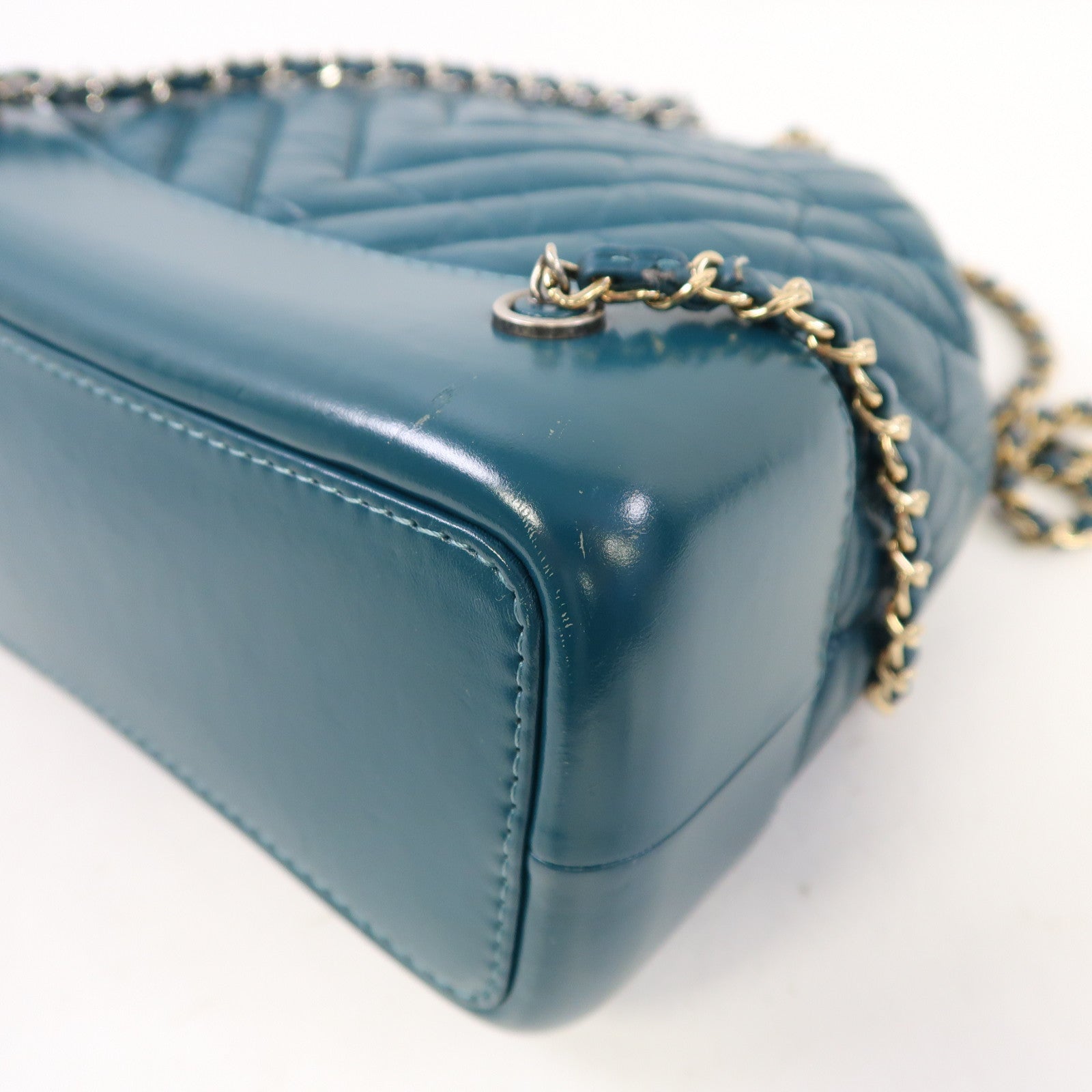 CHANEL 【激減優惠】斜紋羊皮皮革Gabrielle Backpack金/銀扣背包綠色