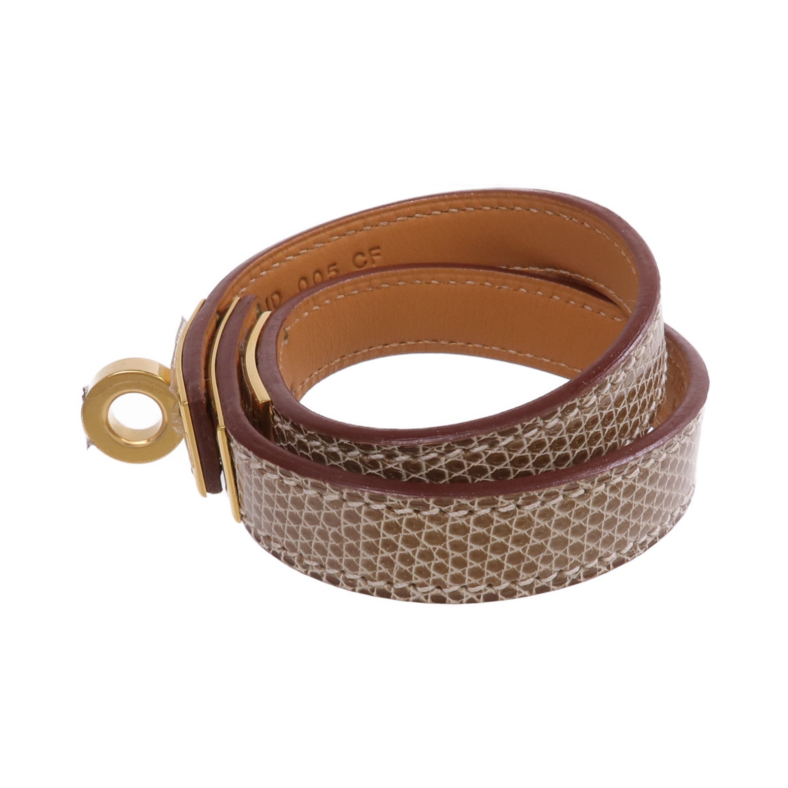 HERMES 【激減優惠】Lizard皮革Kelly Double Tour Bracelet金扣手帶
