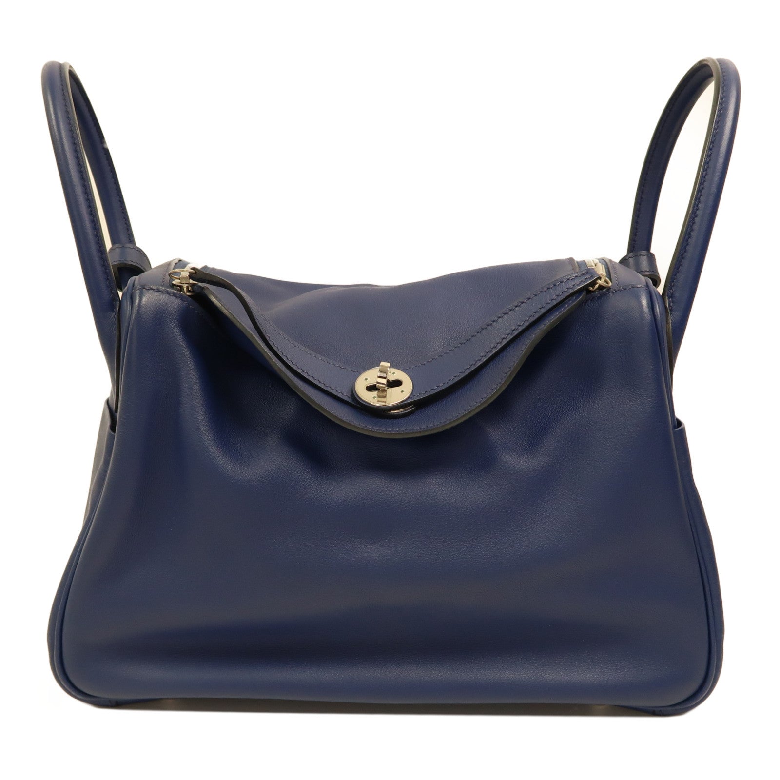 HERMES PHW Lindy 30 2 Way Shoulder Bag Handbag Swift Leather Blue Sapphire