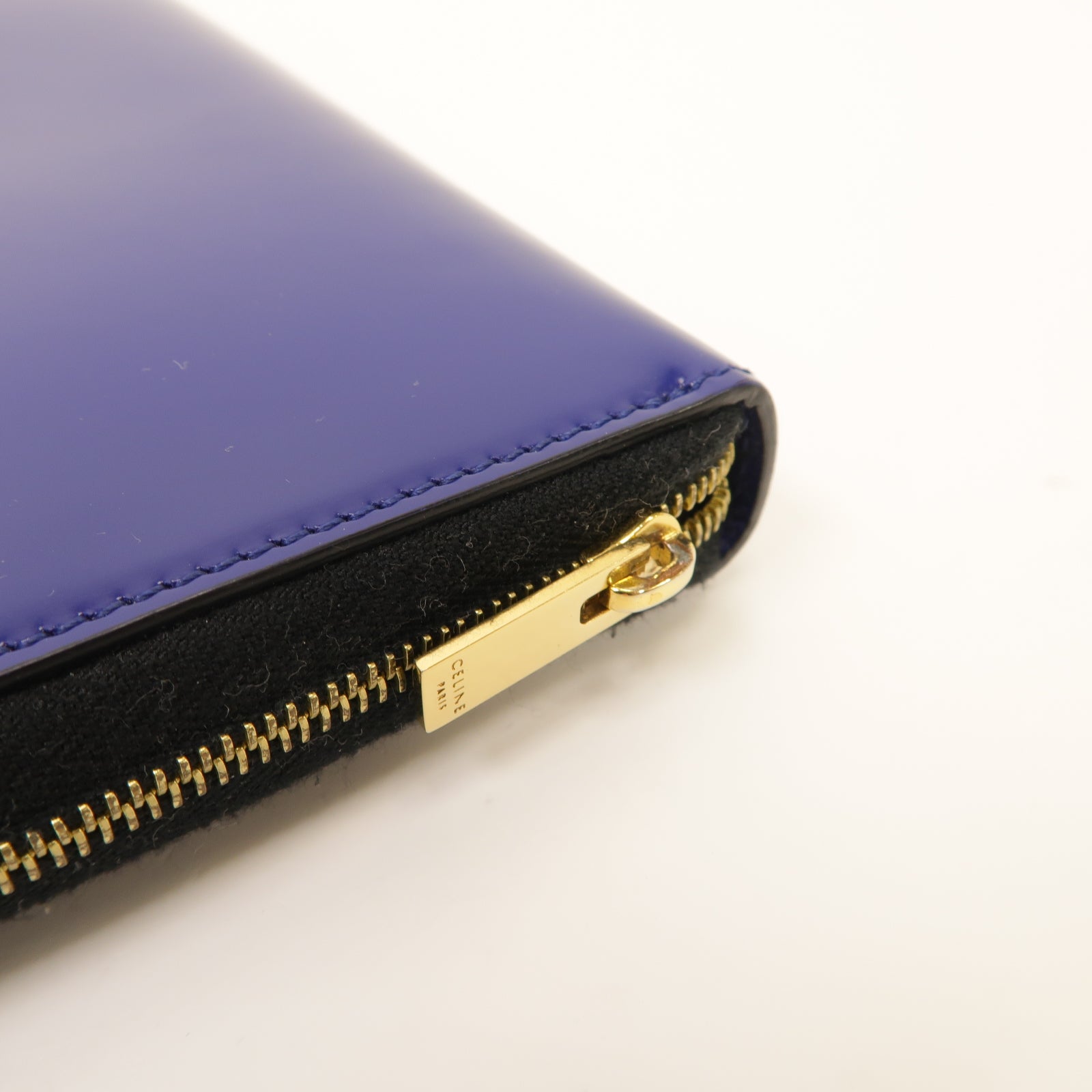 CELINE 【清倉大減價】牛皮皮革Zipper Long Wallet金扣長錢包藍色