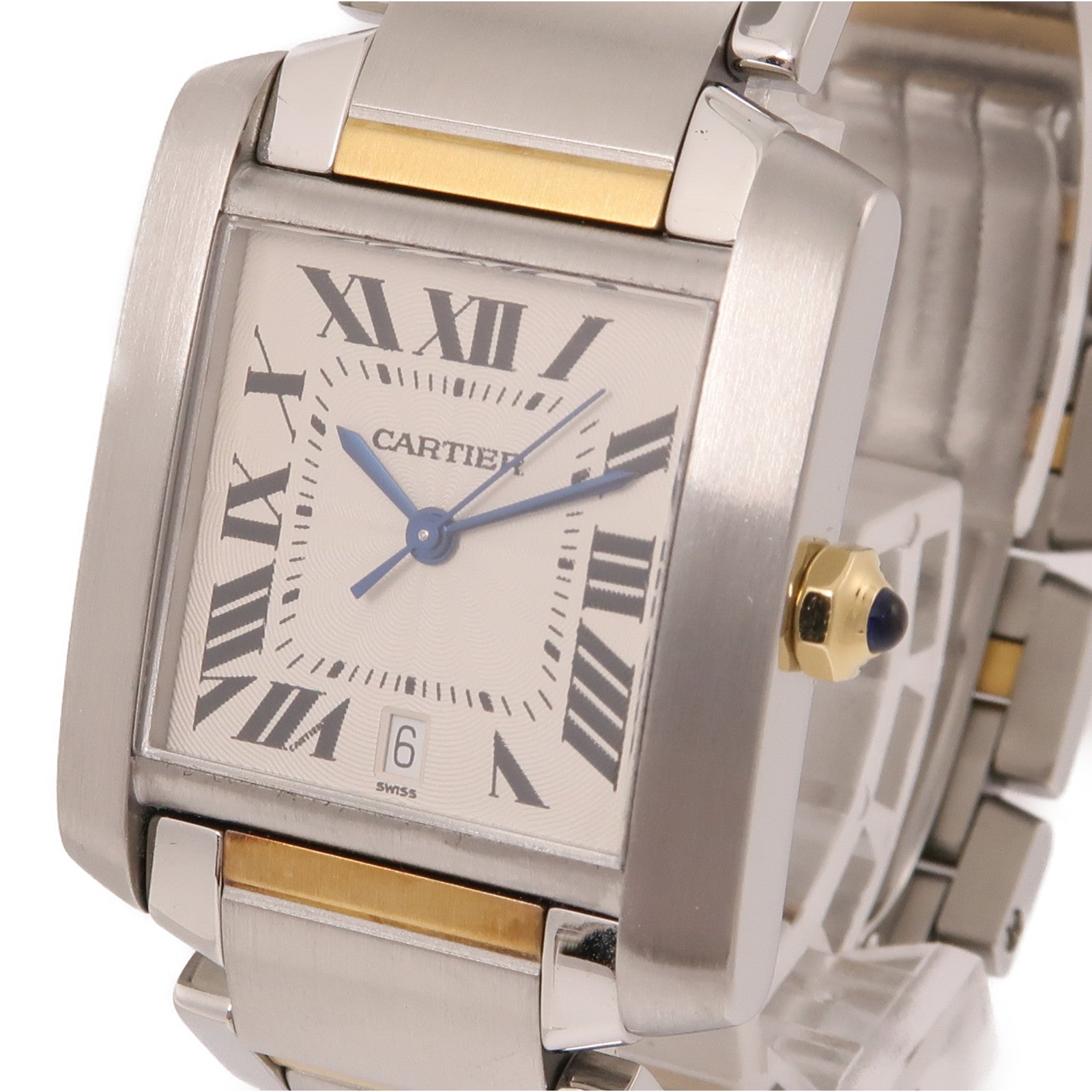 CARTIER Tank Francaise LM 18K黃金/不鏽鋼手錶自動機芯米色