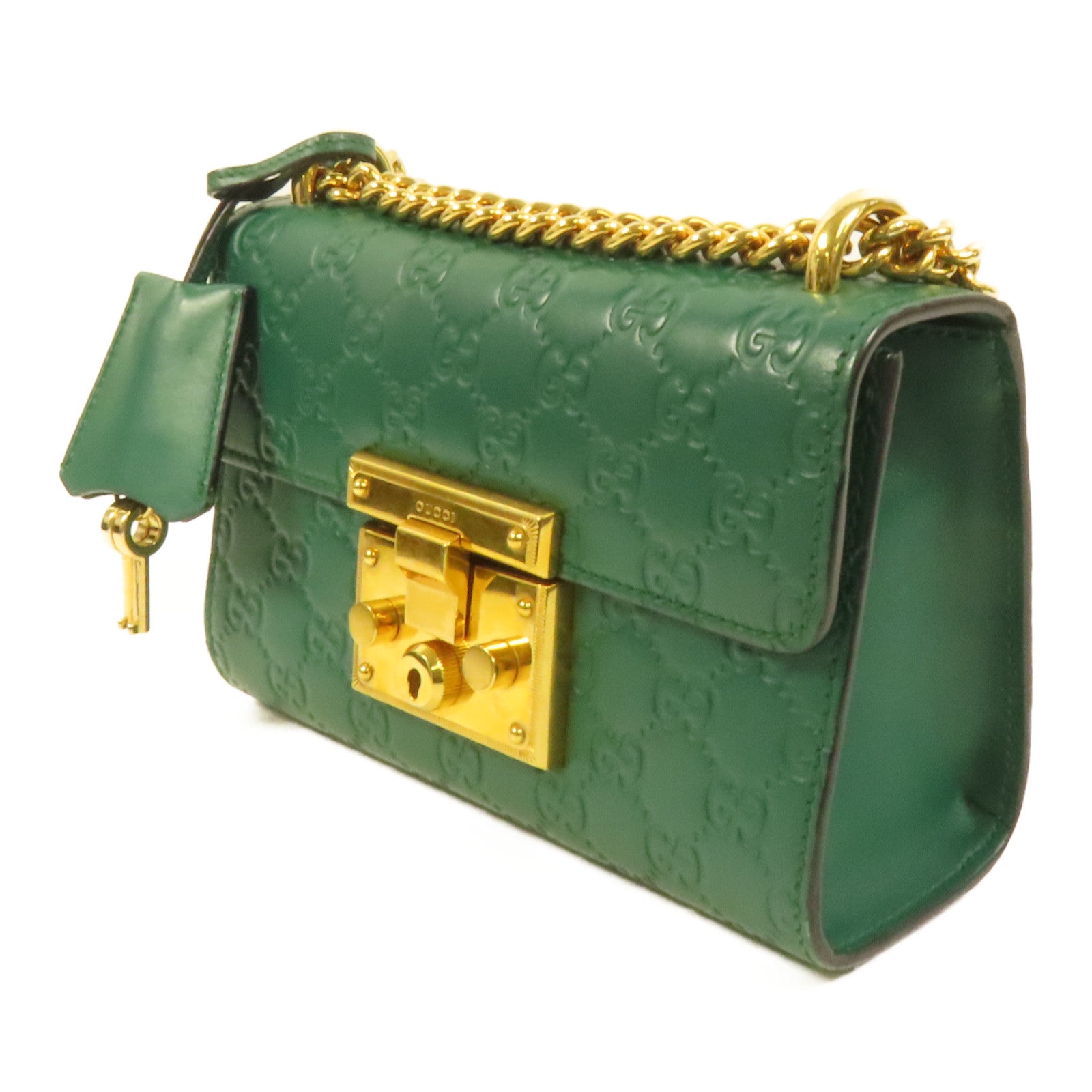 GUCCI 牛皮皮革Padlock金扣鏈帶肩背袋