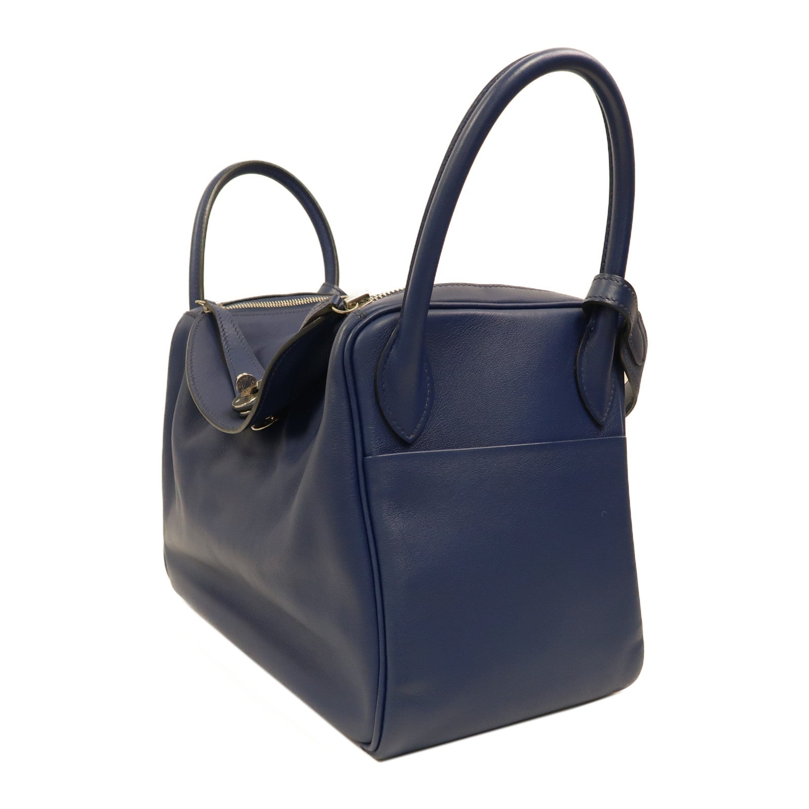 HERMES PHW Lindy 30 2 Way Shoulder Bag Handbag Swift Leather Blue Sapphire