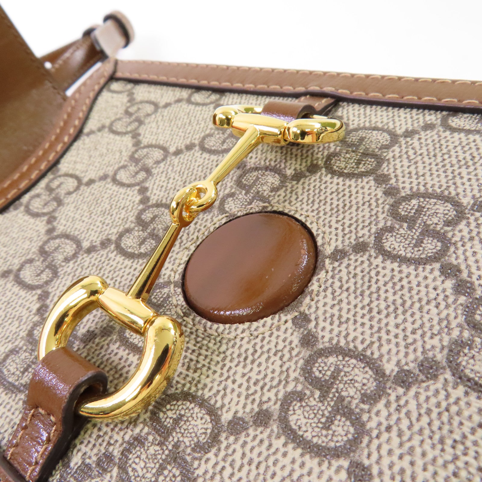 GUCCI 【激減優惠】塗層帆布Horsebit Mini Shoulder Bag金扣肩背袋啡色