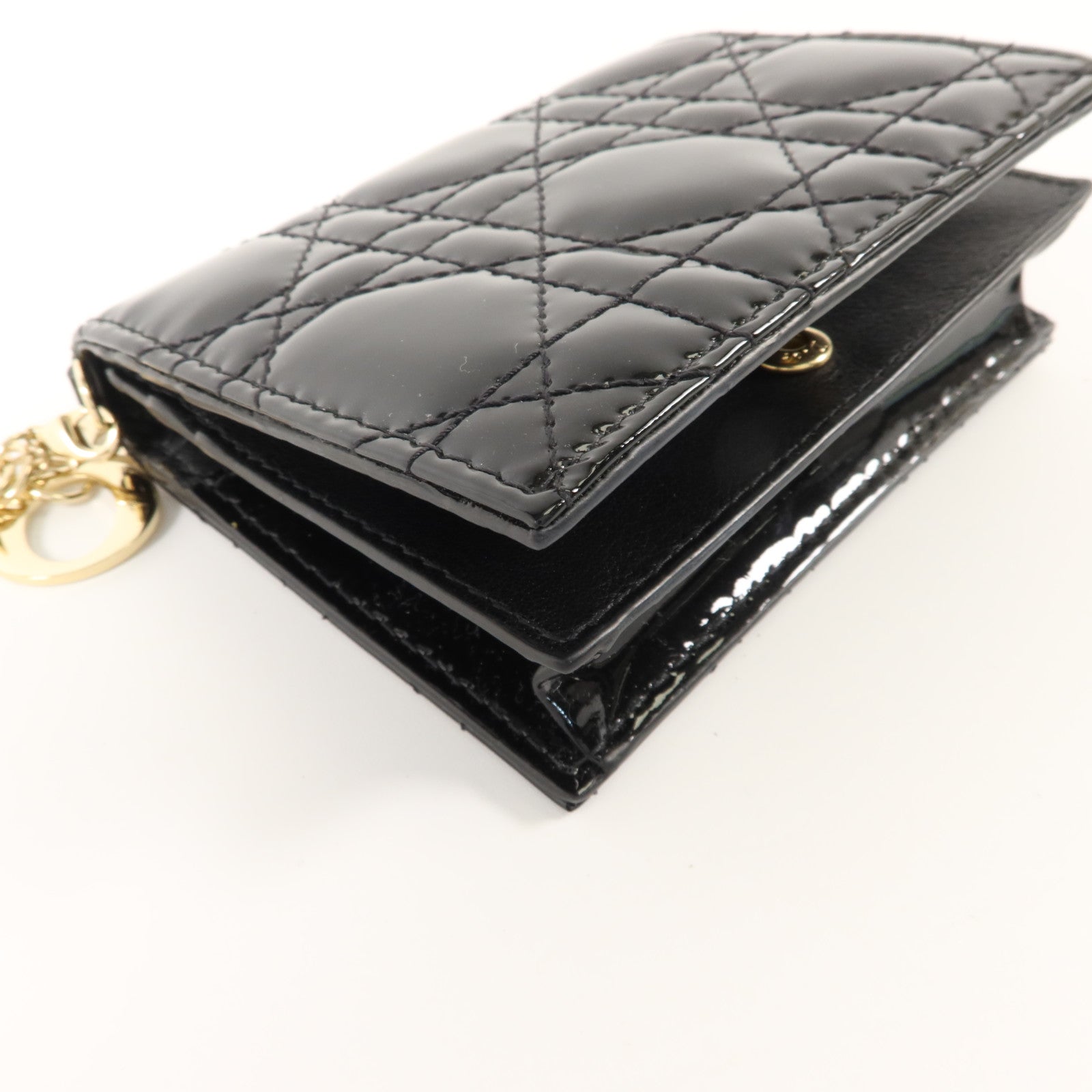 Dior 漆皮皮革Lady Dior Compact Wallet金扣錢包