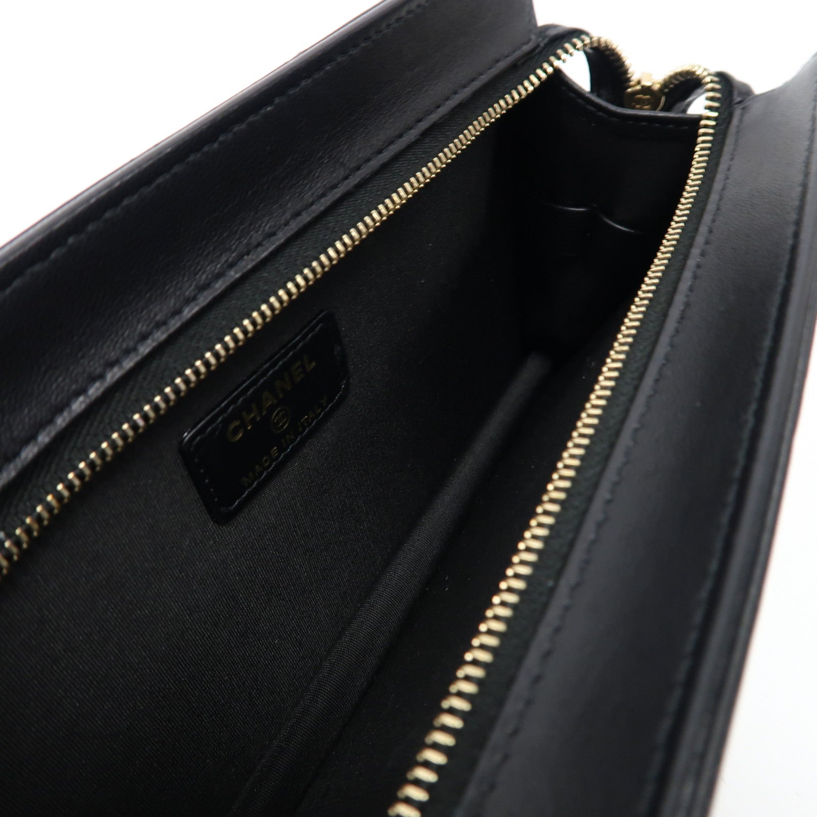 CHANEL 菱格羊皮皮革Waist Bag金扣腰包黑色