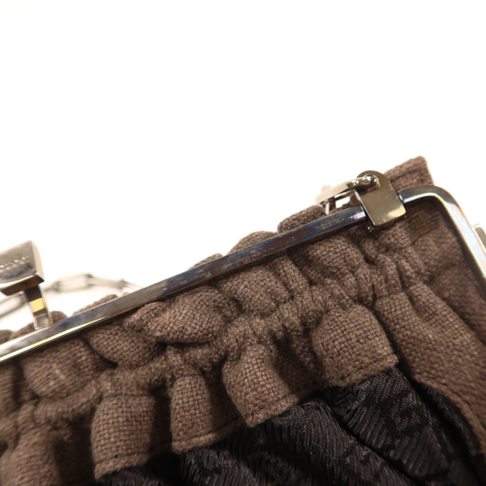 GUCCI 帆布Chain Shoulder銀扣鏈帶肩背袋