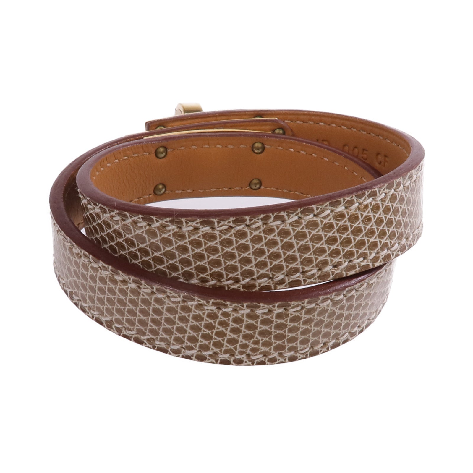 HERMES 【激減優惠】Lizard皮革Kelly Double Tour Bracelet金扣手帶