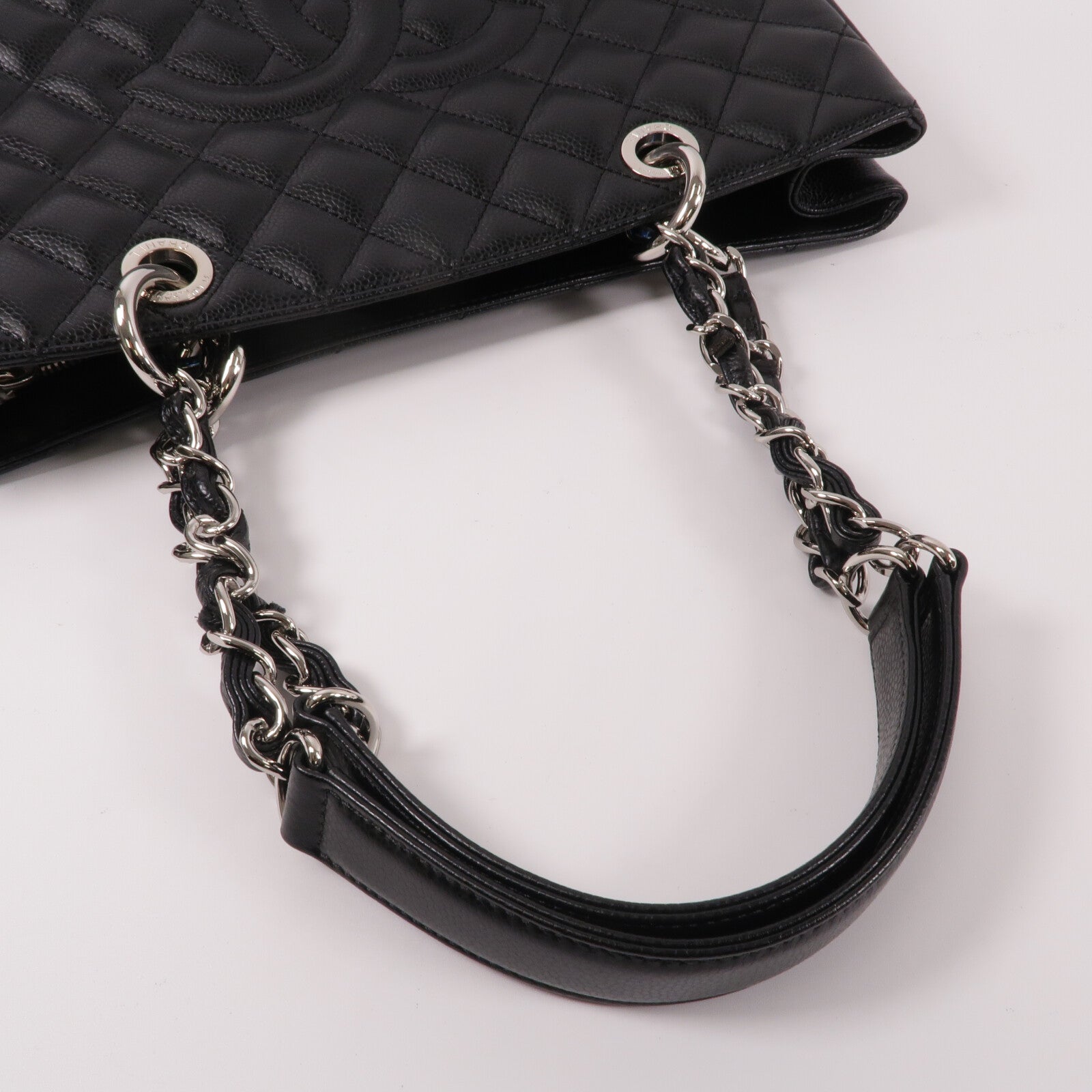 CHANEL 牛皮皮革GST Grand Shopping Tote Bag鏈帶肩背袋