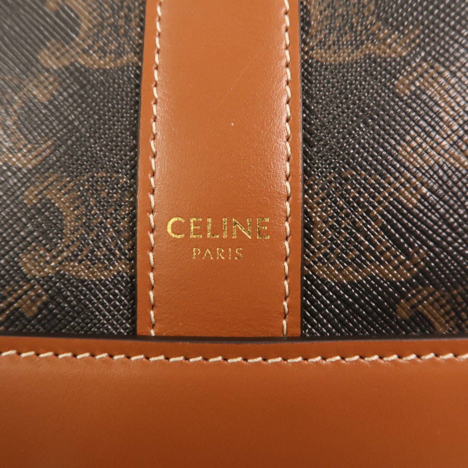 CELINE 塗層帆布Triomphe Small Bucket Bag金扣肩背袋