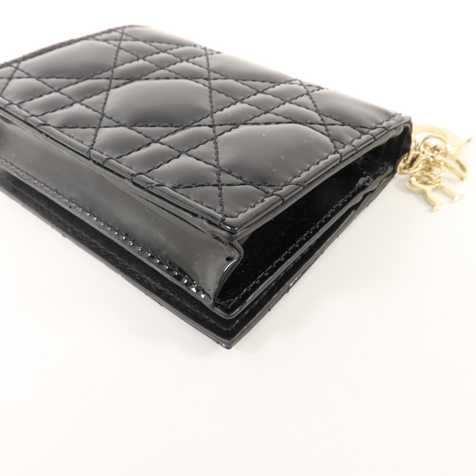 Dior 漆皮皮革Lady Dior Compact Wallet金扣錢包
