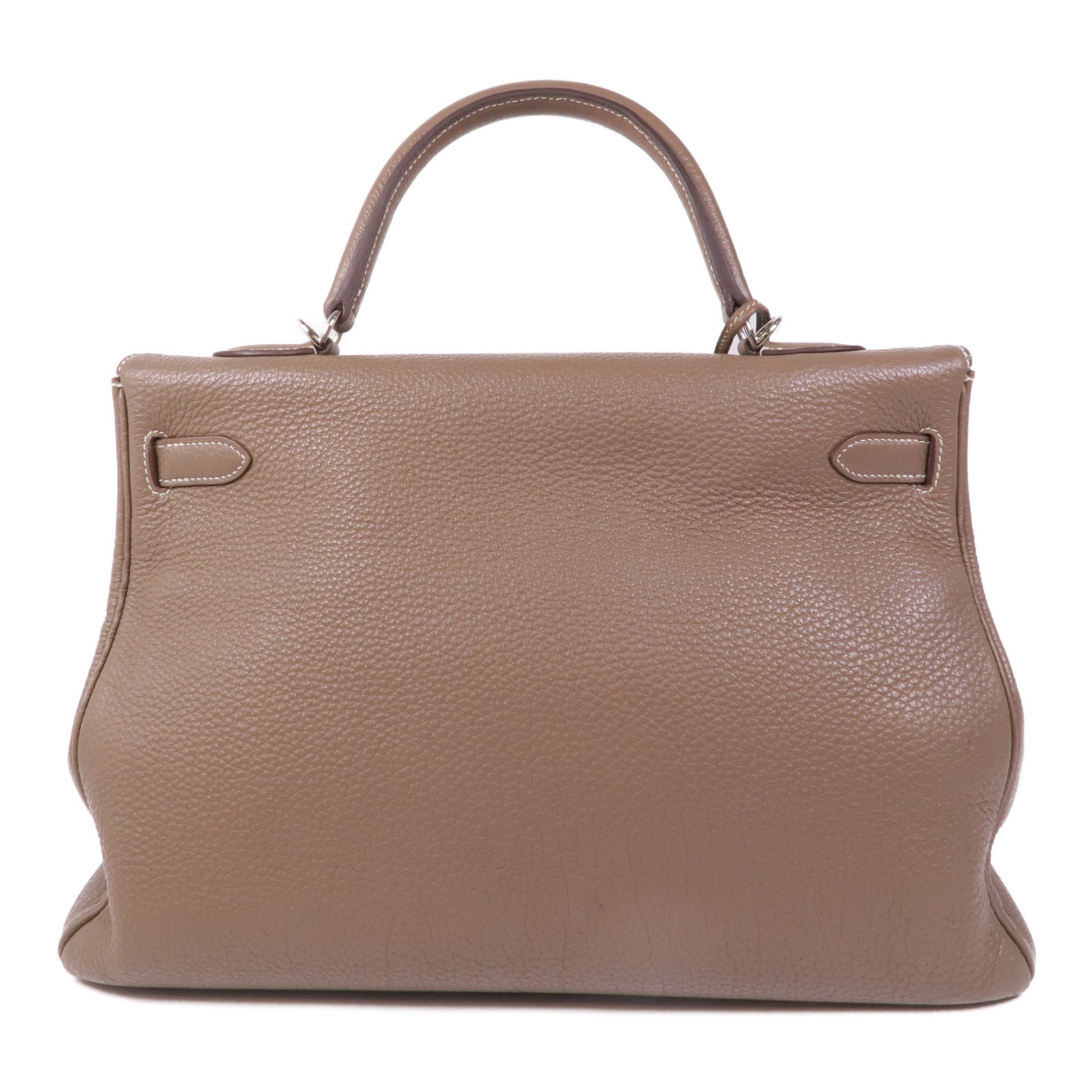 HERMES Togo皮革Kelly 35銀扣手挽肩背兩用袋18 Etoupe
