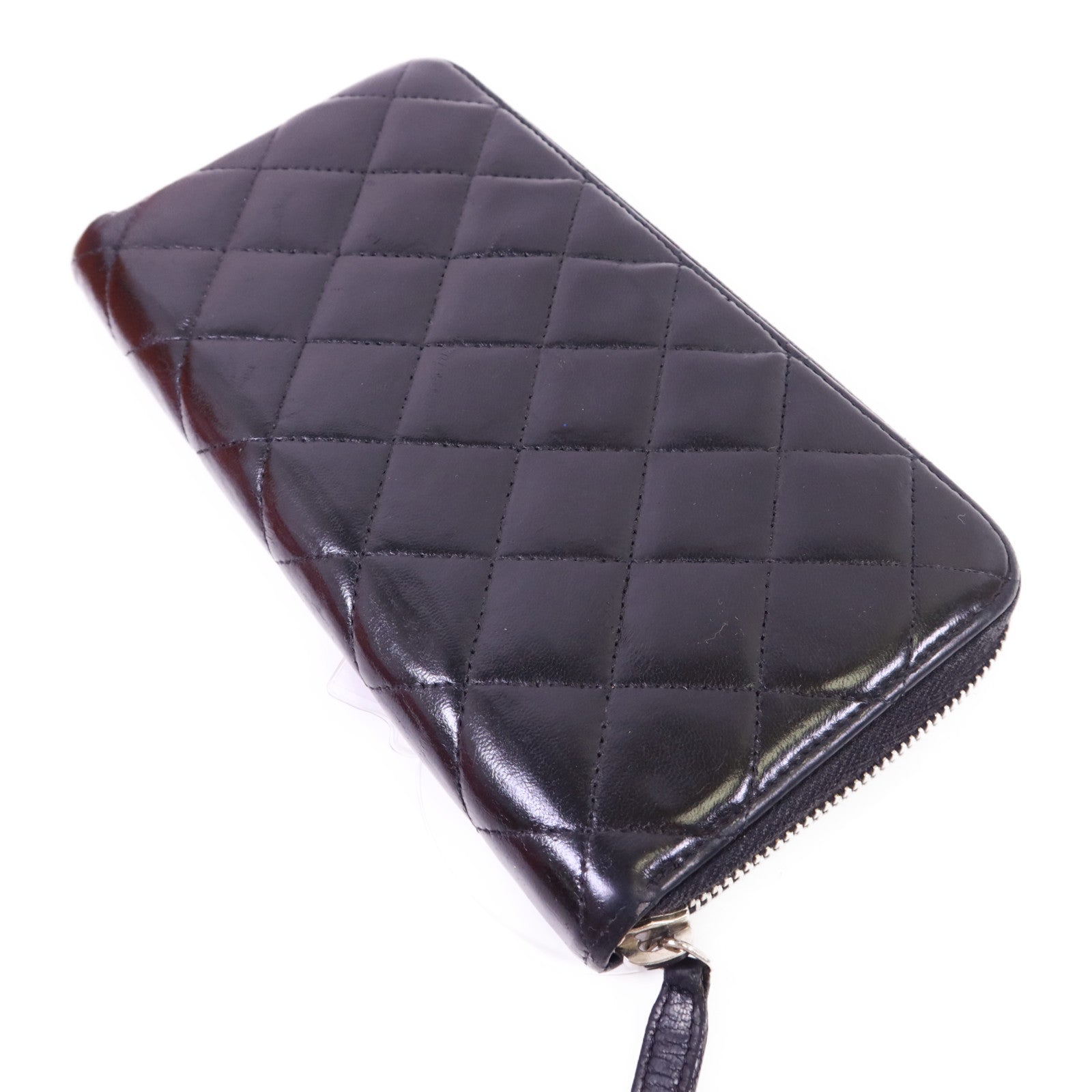CHANEL 羊皮皮革Long Wallet銀扣長錢包
