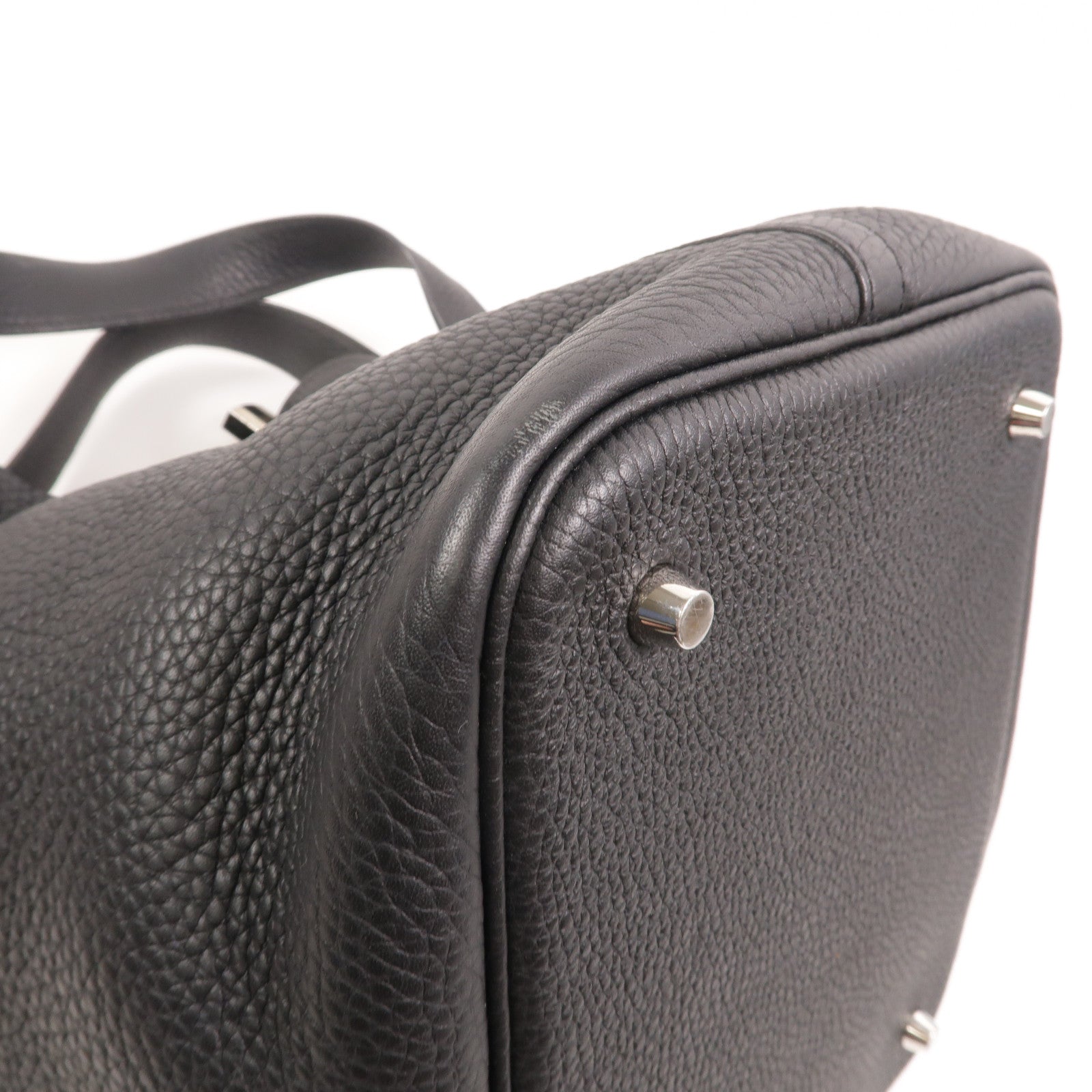HERMES Clemence皮革Picotin MM手挽袋Noir