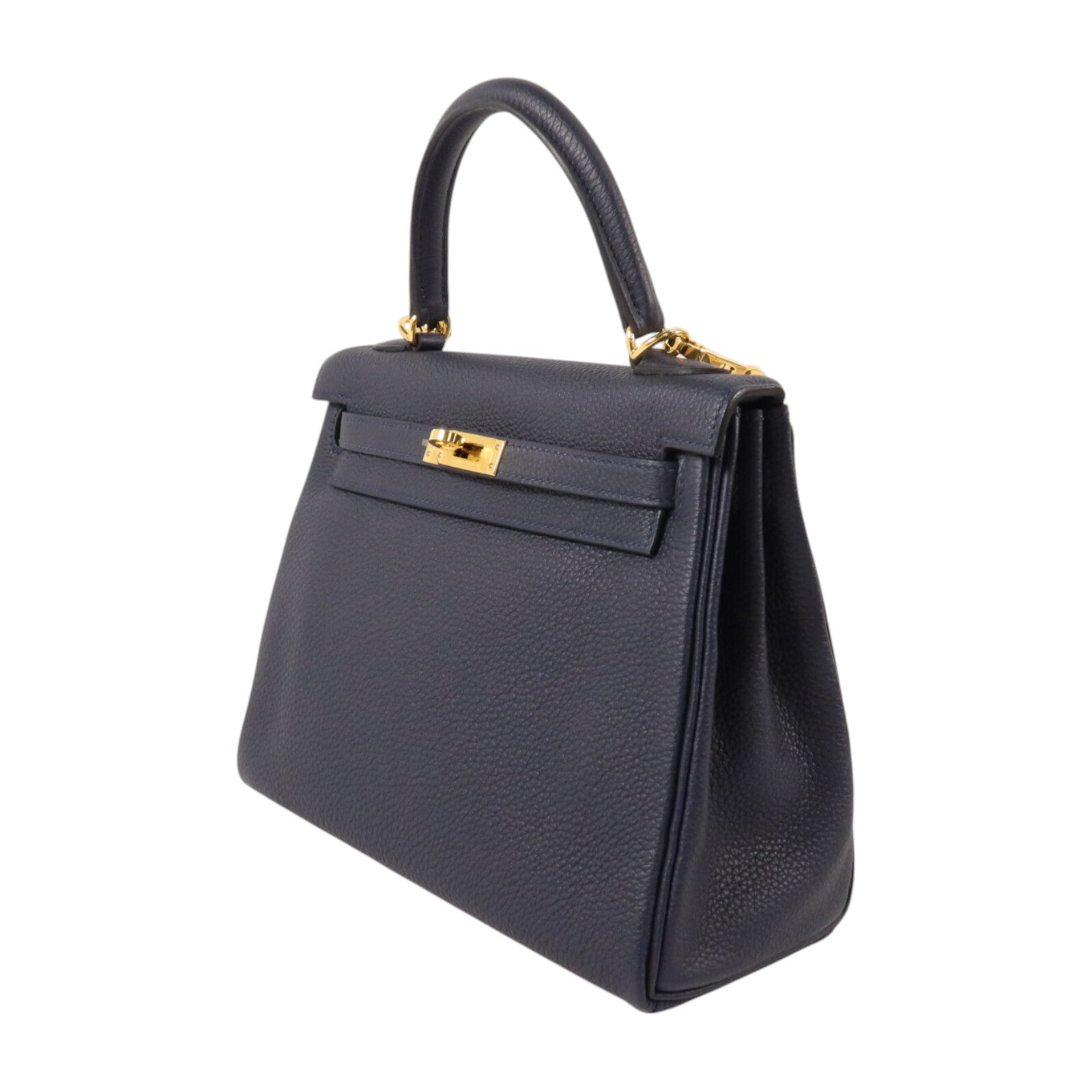 HERMES Togo皮革Kelly 25金扣手挽肩背兩用袋Blue Nuit