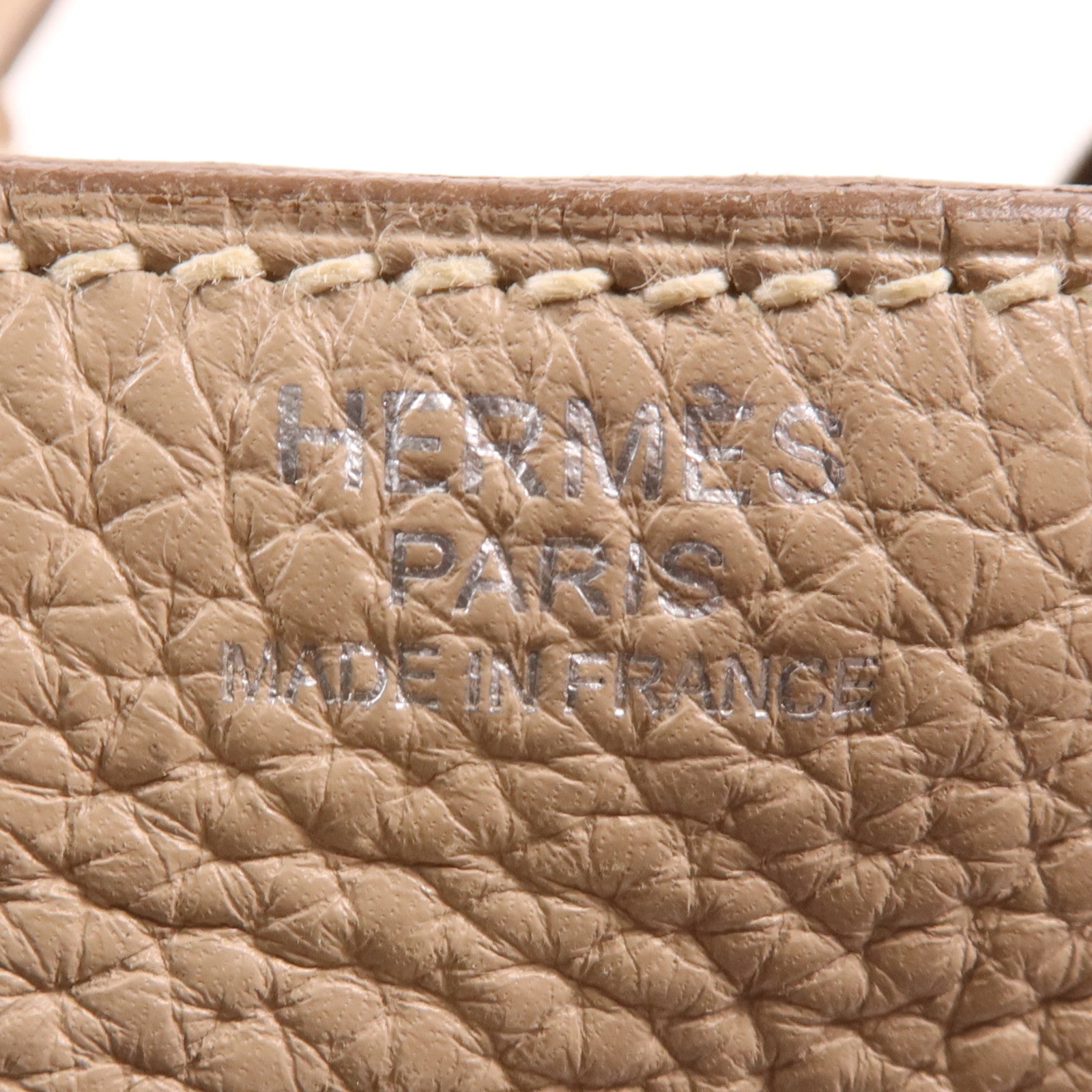 HERMES Clemence皮革Lindy 30銀扣手挽肩背兩用袋Argile