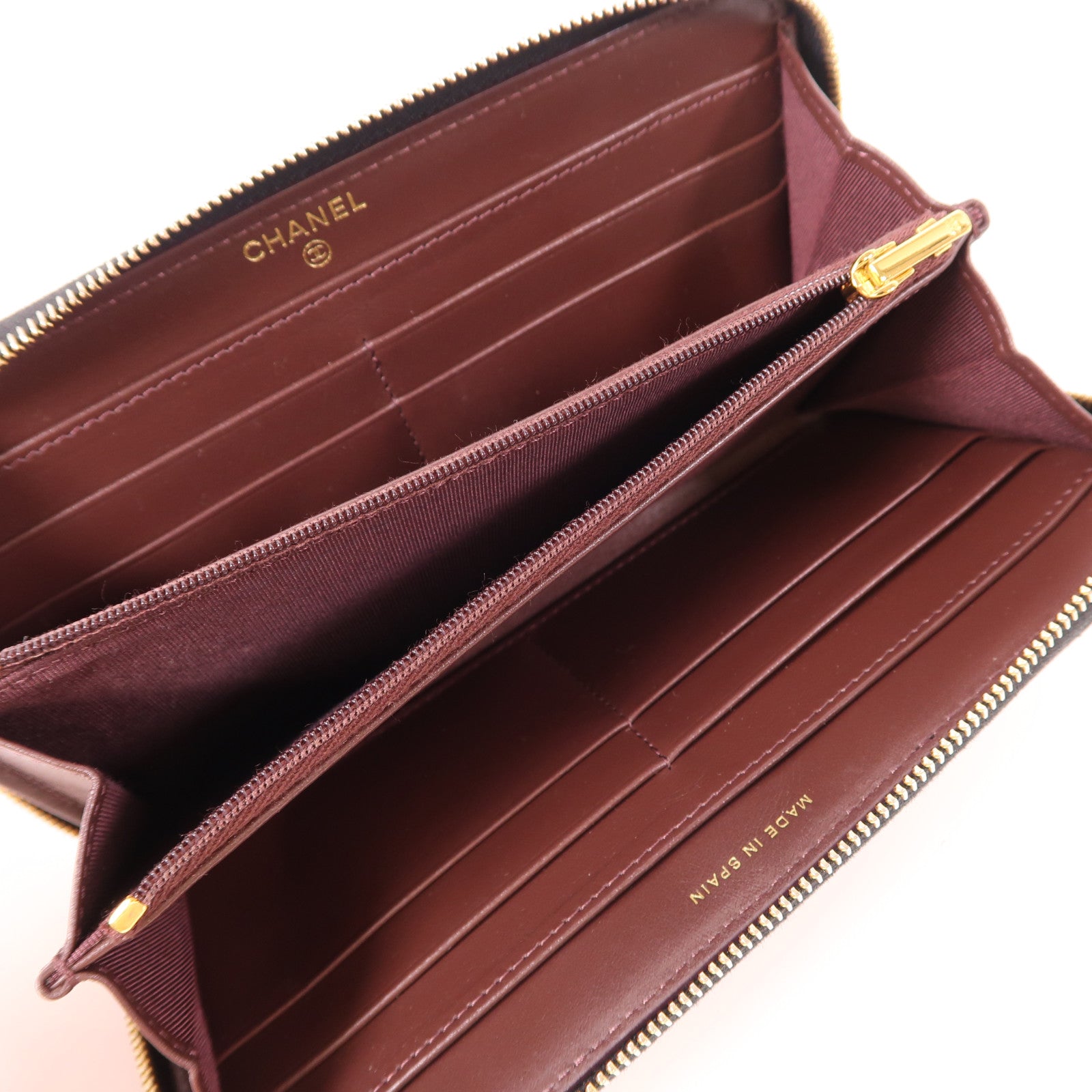 CHANEL 牛皮皮革Long Wallet金扣長錢包