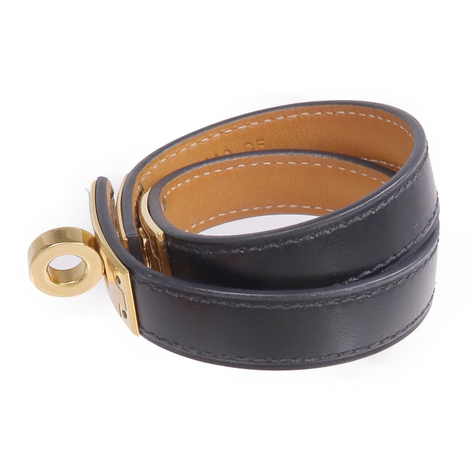 HERMES Swift皮革Kelly Double Tour金扣手帶Noir