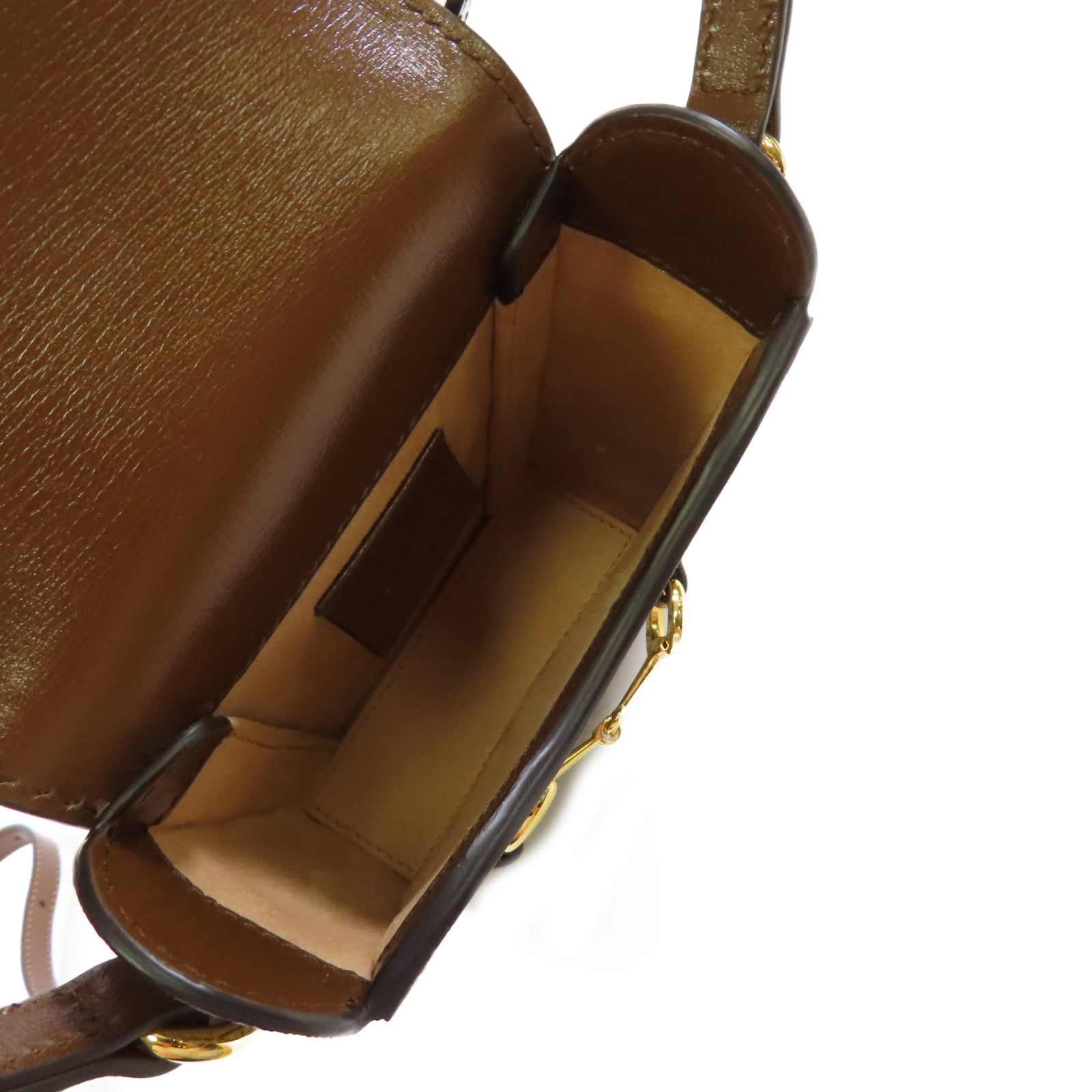GUCCI 【激減優惠】塗層帆布Horsebit Mini Shoulder Bag金扣肩背袋啡色