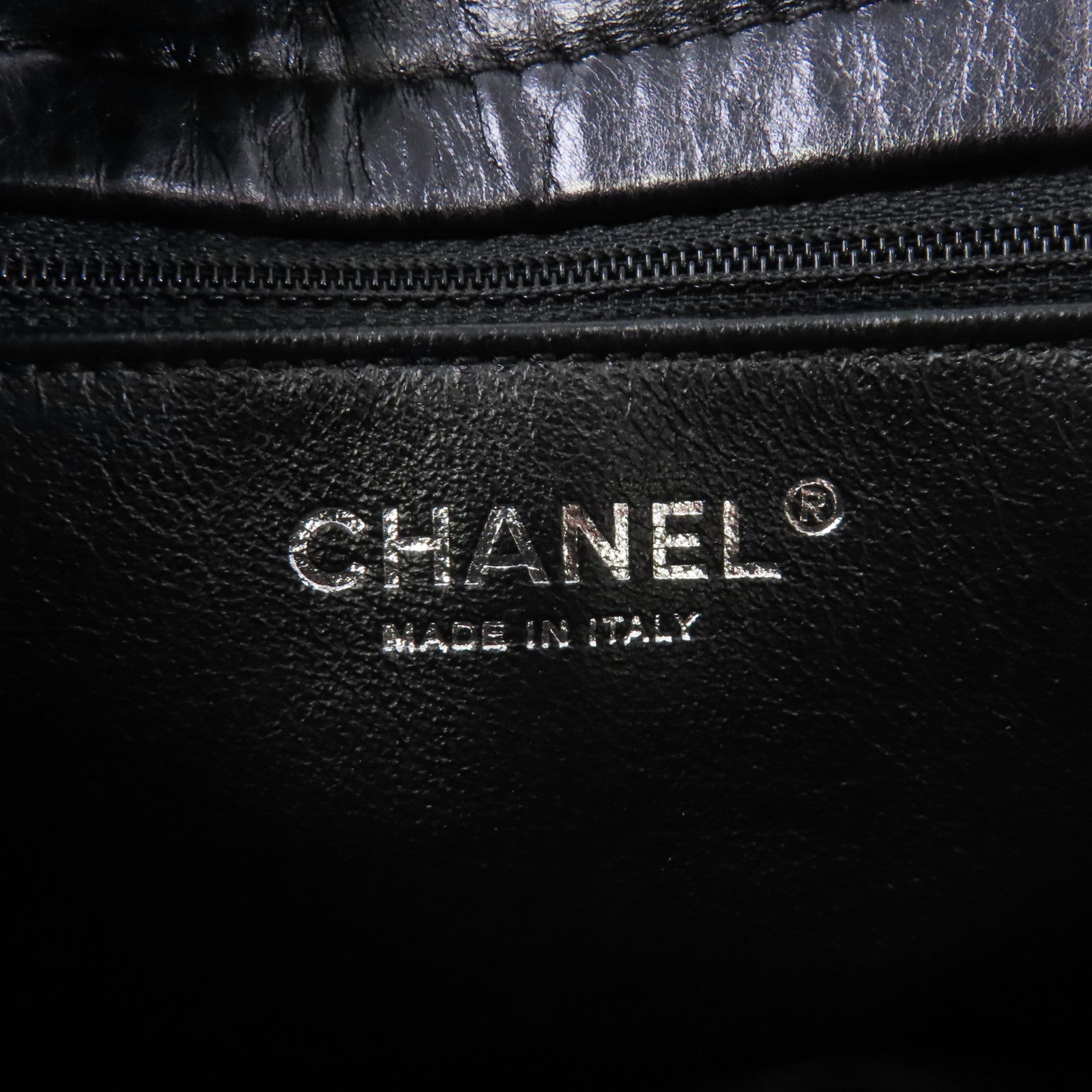 CHANEL 菱格牛皮皮革Shoulder Bag銀扣鏈帶肩背袋黑色