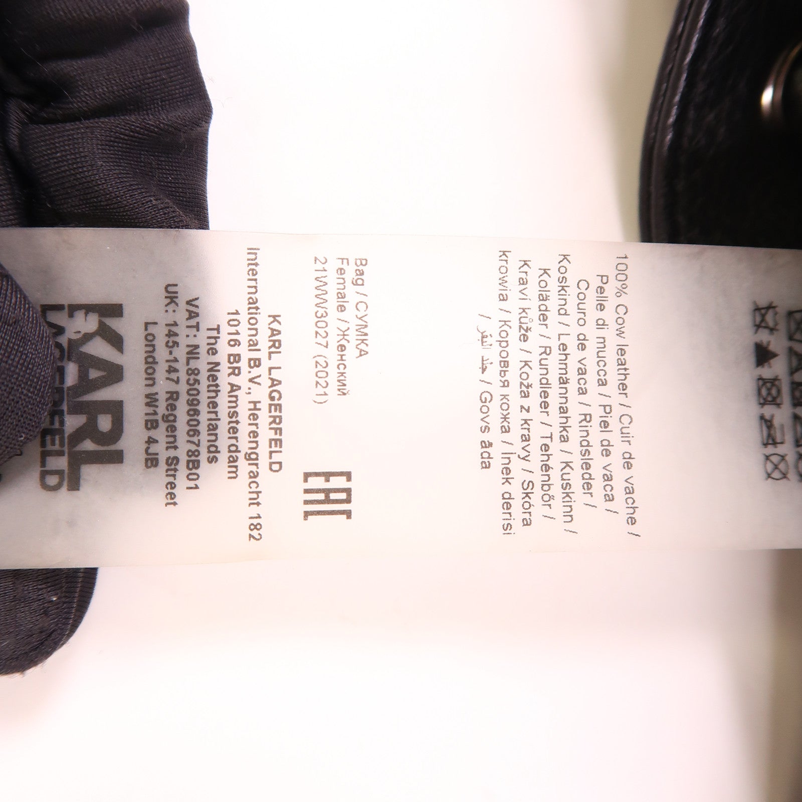 KARL LAGERFELD 牛皮皮革Bucket Bag鏈帶肩背袋