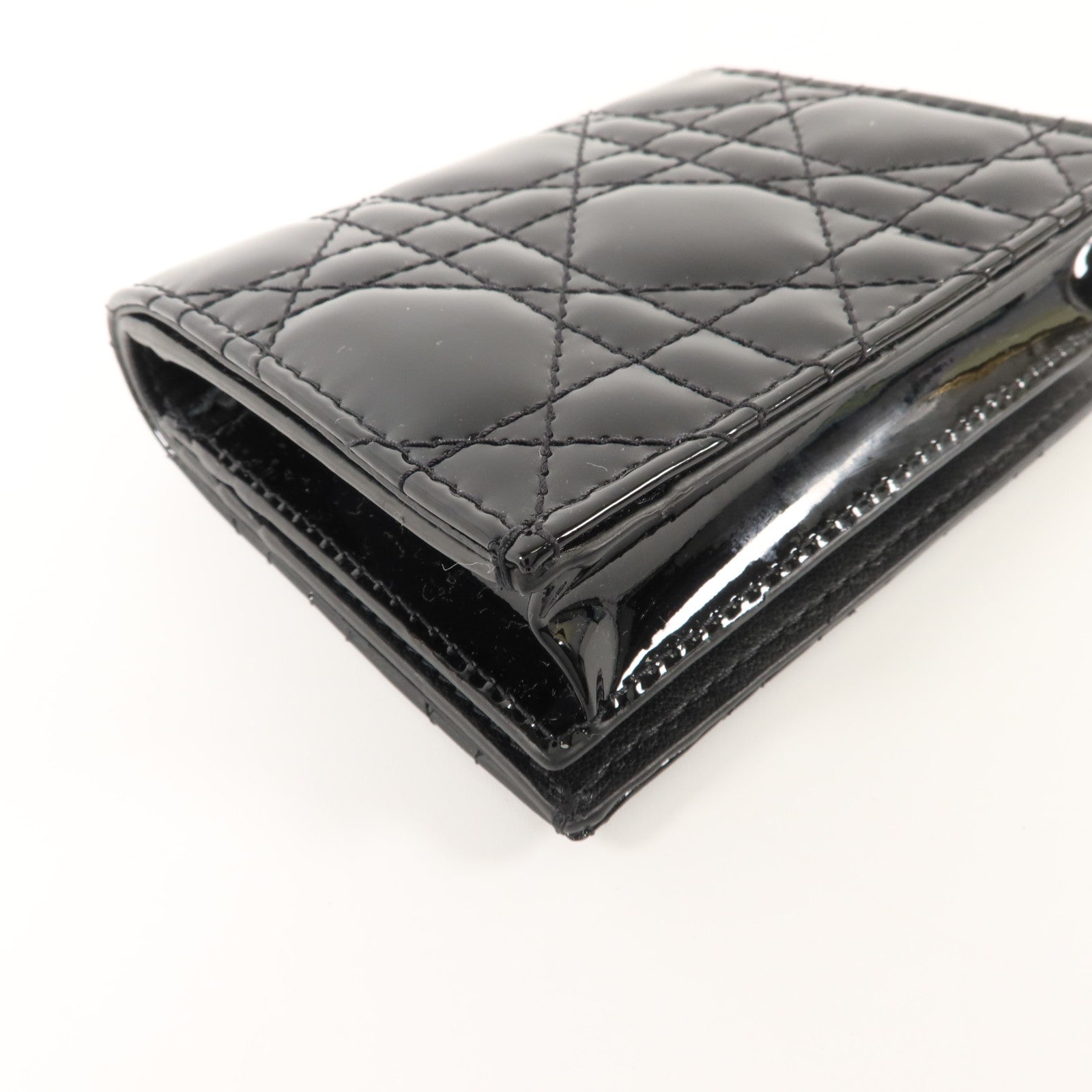 Dior 漆皮皮革Lady Dior Compact Wallet金扣錢包
