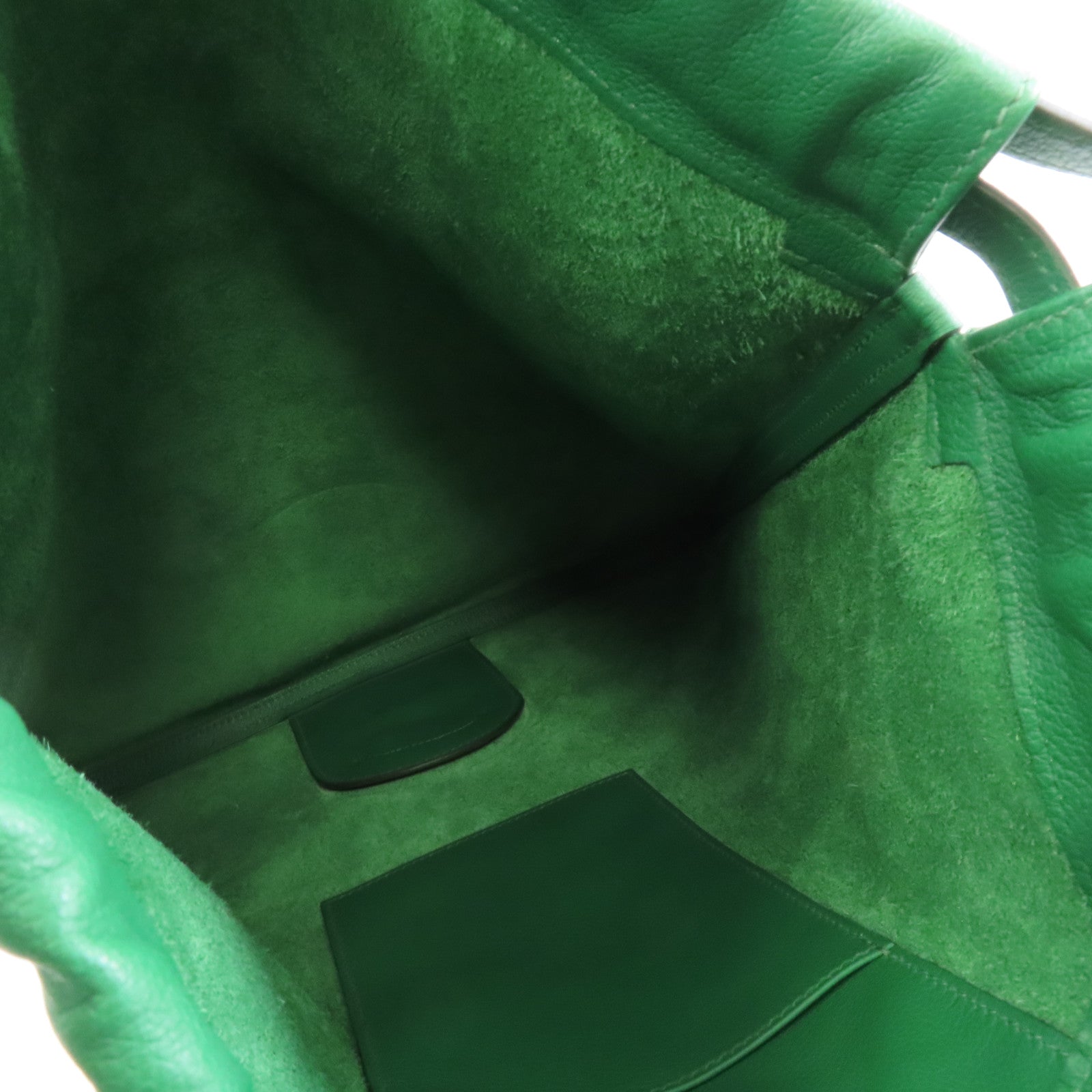 HERMES Evercolor皮革Bridado Backpack銀扣背包Vert Vertigo綠色