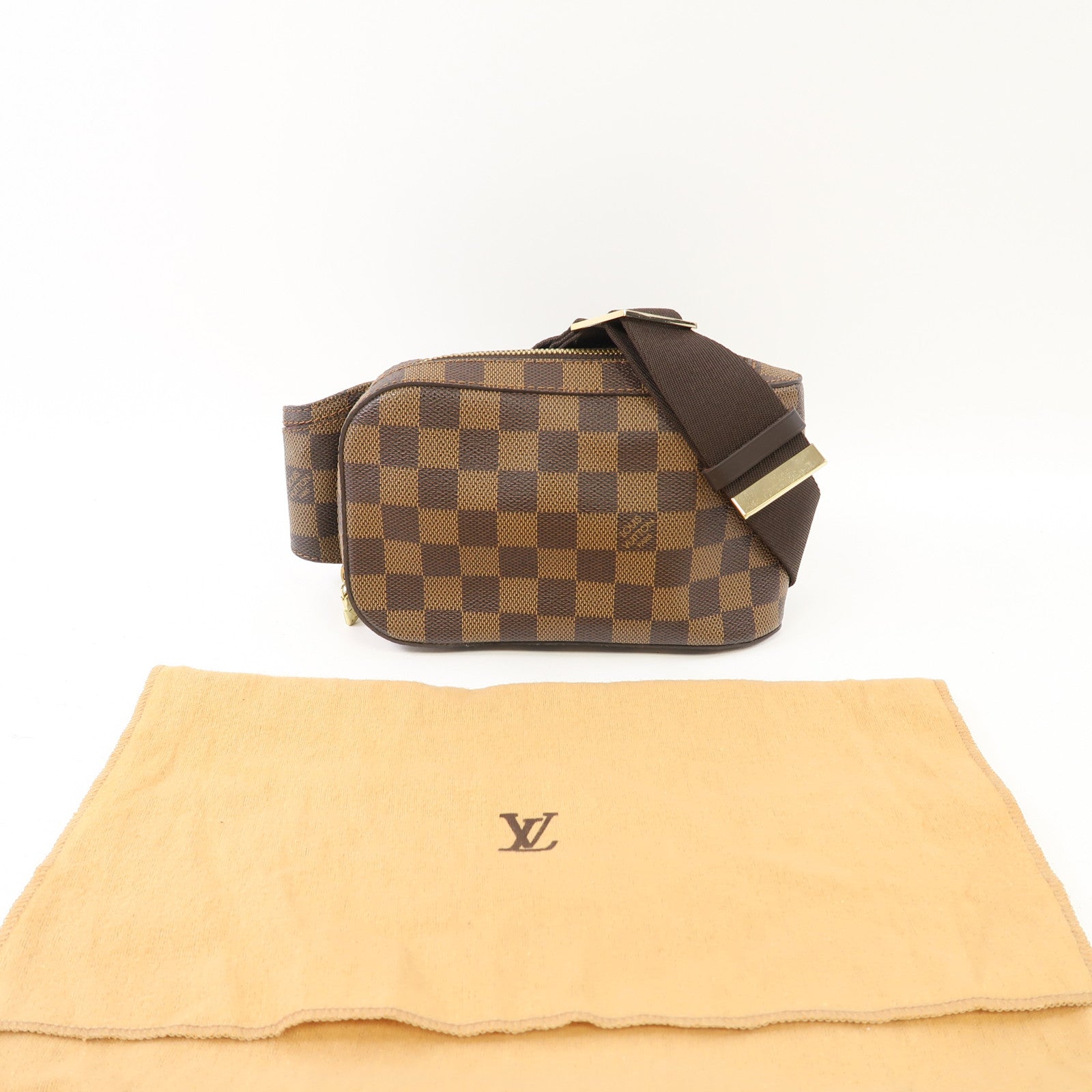 LOUIS VUITTON Damier Ebene Geronimos金扣腰包啡色