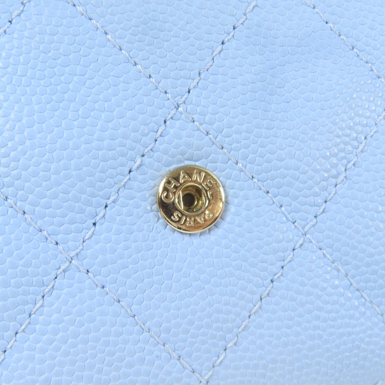 CHANEL 菱格Caviar皮革Classic Flap Medium Wallet金扣中長錢包藍色