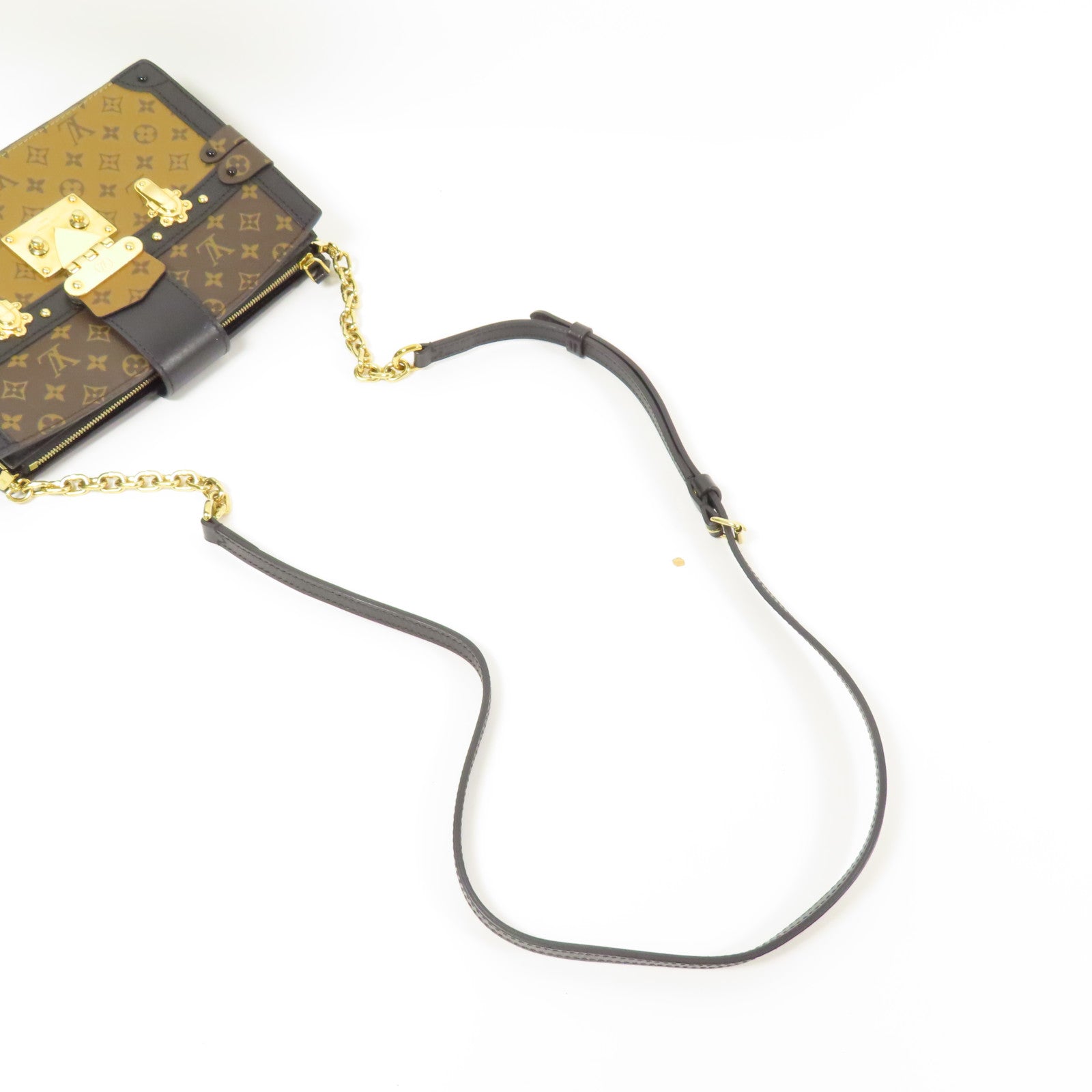 LOUIS VUITTON LV GHW Trunk Clutch Shoulder Bag M43596 Monogram Reverse Brown