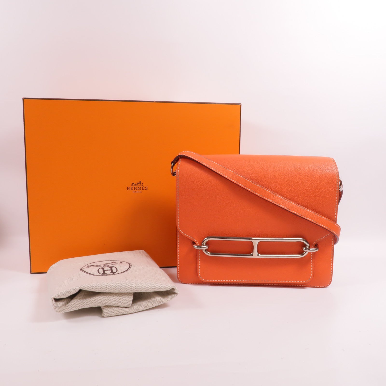 HERMES Evercolor皮革Roulis 23肩背袋Feu